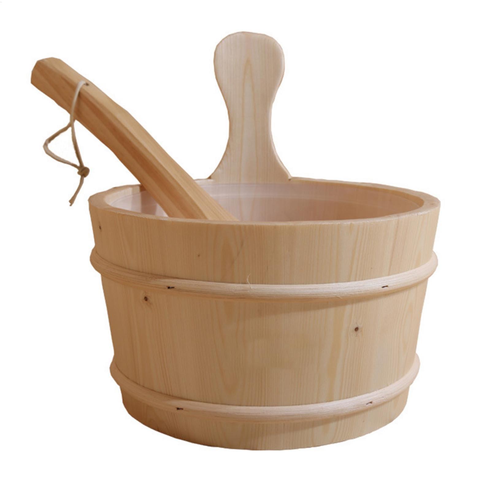 Xinhuju Sauna Accessories Kit - Wood Sauna Kit, Wood Sauna Barrel Set | 4L Sauna Accessories Wood Wood Bucket, Set Sauna Water Bucket Wood Ladle Kit, Gift for Friends, Parents, Grandparents for Shower