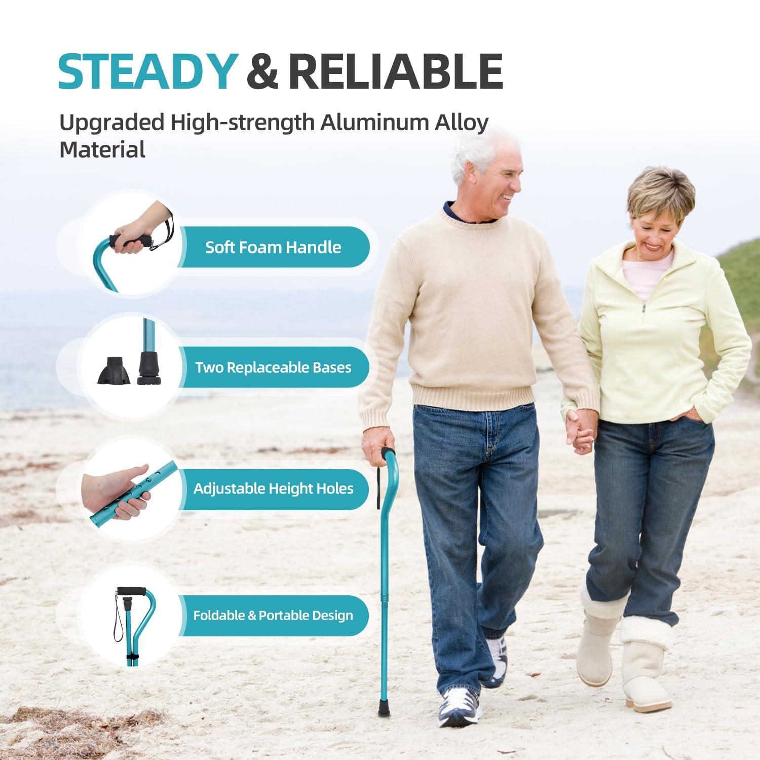 BeneCane BeneCane Walking Cane for Men & Women Adjustable Cane with Offset Soft Cushioned Handle -Portable Lightweight Sturdy Mobility Walker Aid for Elderly, Seniors Collapsible Cane