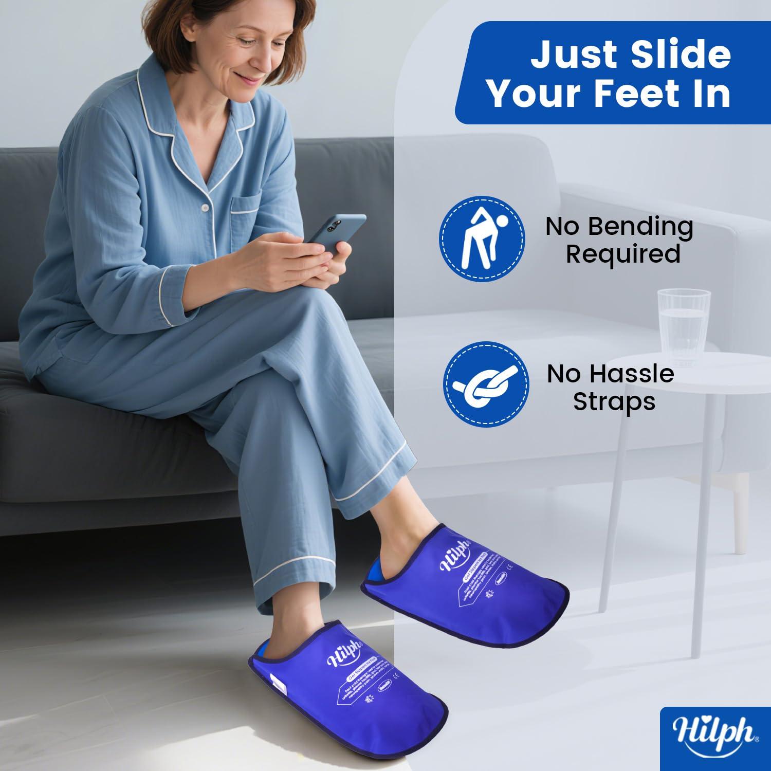 Hilph Hilph Foot Ice Pack Slippers for Plantar Fasciitis 2 Pack, Ice Pack for Feet Hot Cold Compression Therapy Gel Cooling Slippers for Foot Neuropathy, Diabetic Foot, Swollen Feet, Gout - Covering Toe