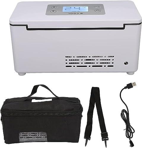 HSRG Insulin Cooler Travel Case, Mini USB Car Medicine Refrigerator with LED Display & Bag, Keeping Cooling 0-18 Rechargeable Drug Cooling Box, Home Camping Picnic Diabetic Fridge