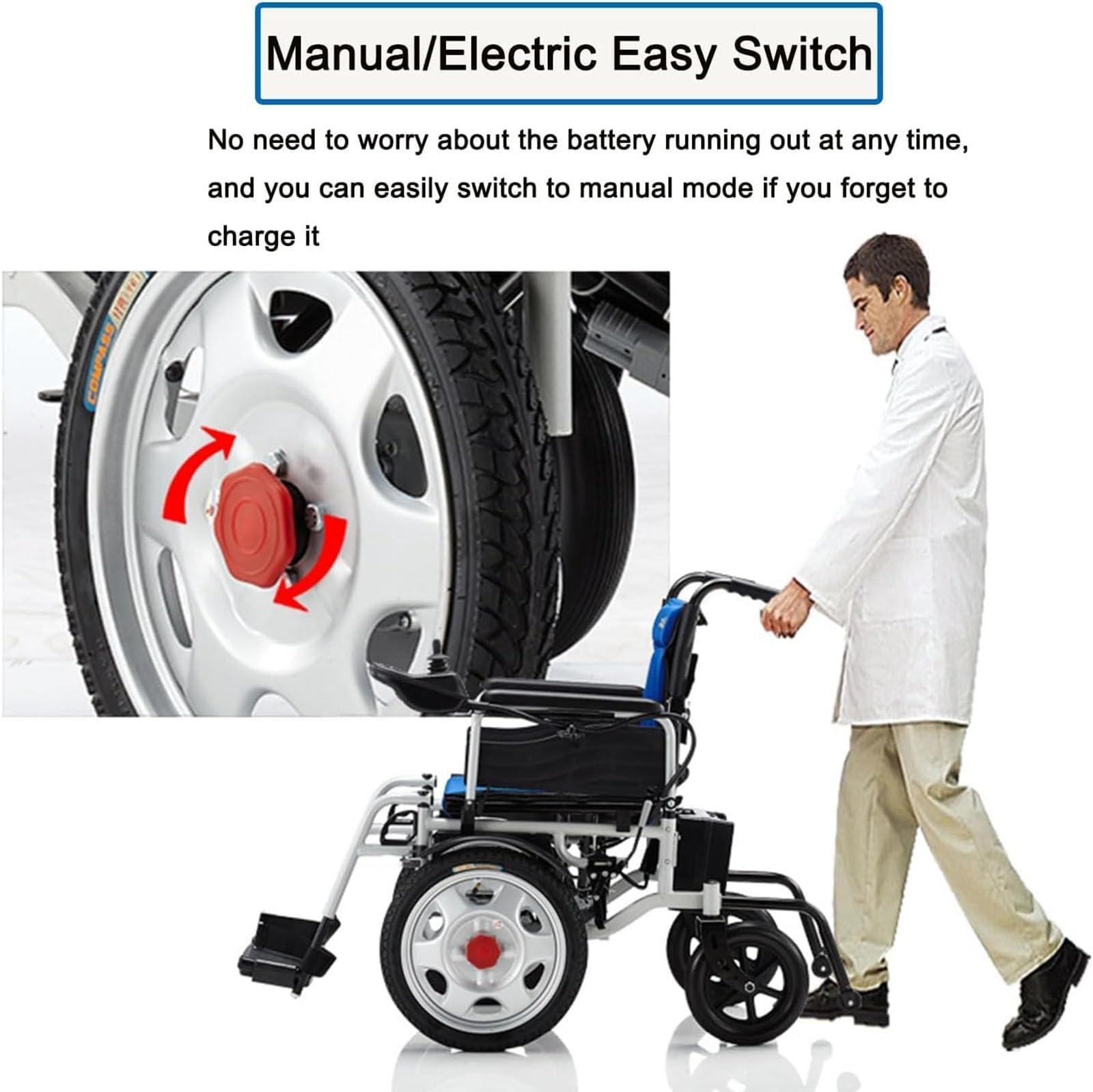 LUCEAE Electric Wheelchair Motorized Fold Foldable Power Wheel Chair, Lightweight Folding Carry Electric Wheelchair, Powerful Dual Motor, Suitable for Elderly and Disabled (Size : B)