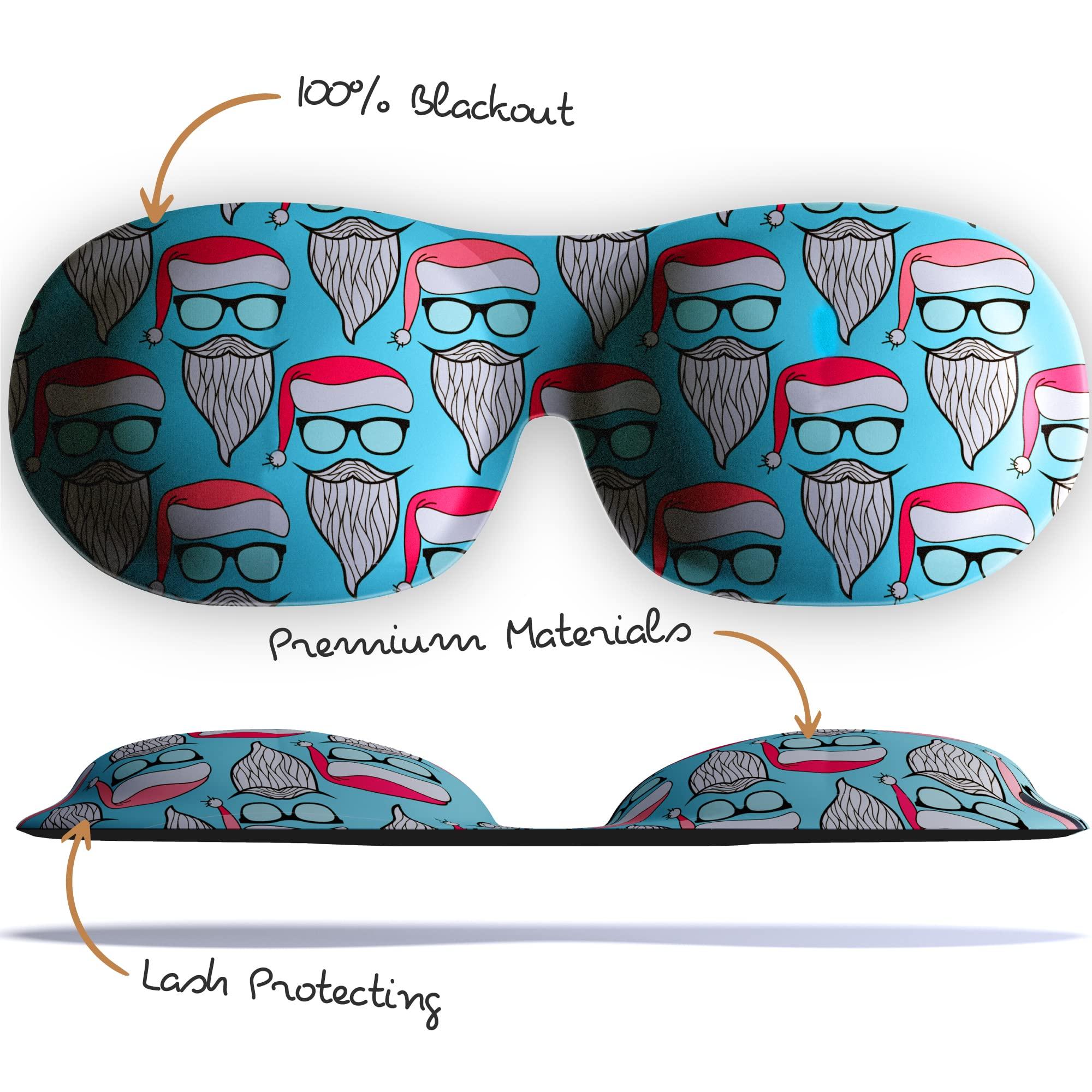 SMUG SMUG 100% Blackout Sleep & Eye Mask | Eyelash Extension Friendly | Eye Masks for Sleeping | Sleep Masks for Women & Men | Straps for Dream Comfort & Adjustability | Hipster Santa
