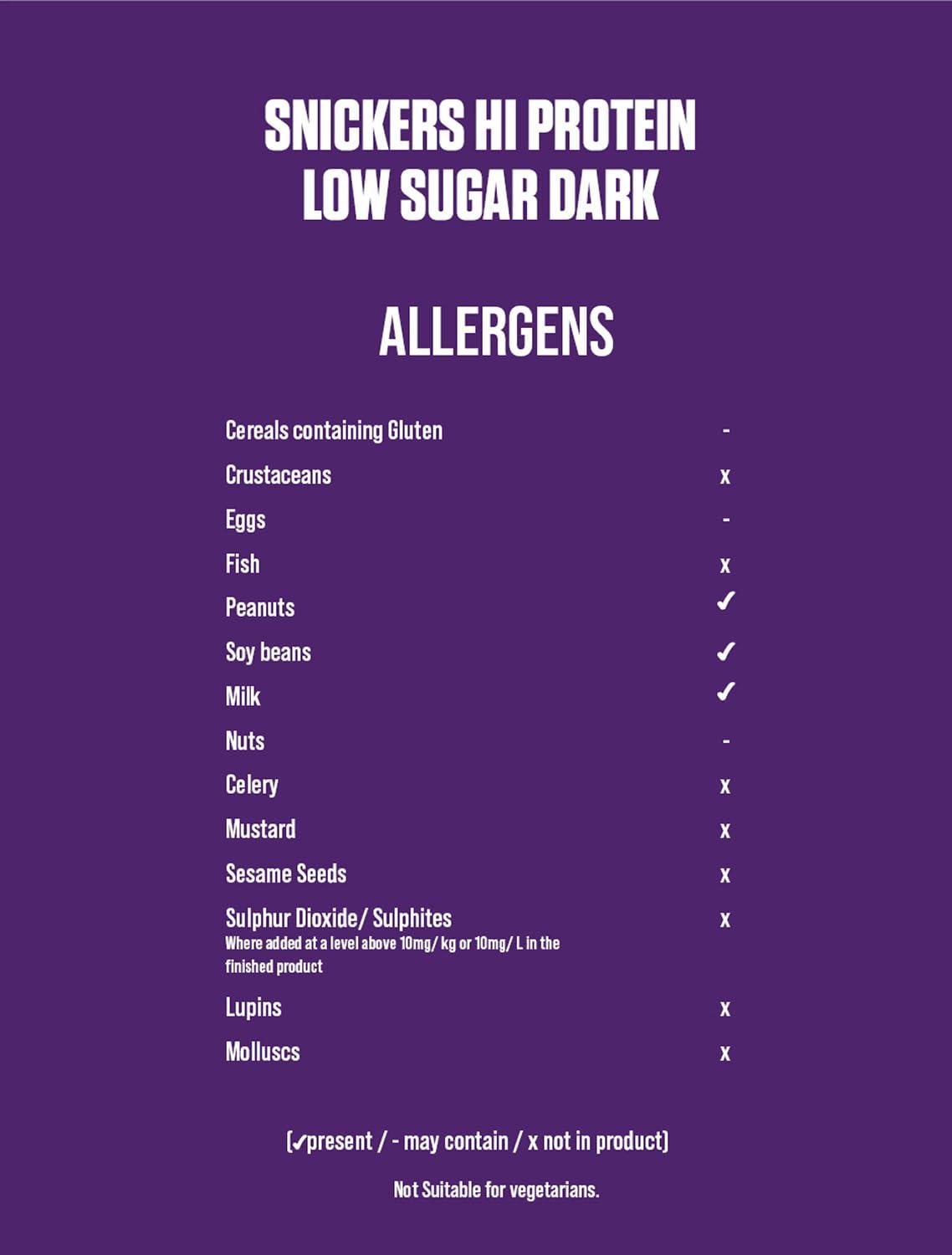 Snickers Snickers HI Protein, Low Sugar Bars, Only 1g of Sugar per bar - Dark Chocolate, 12 x 57g Box, 20g Protein