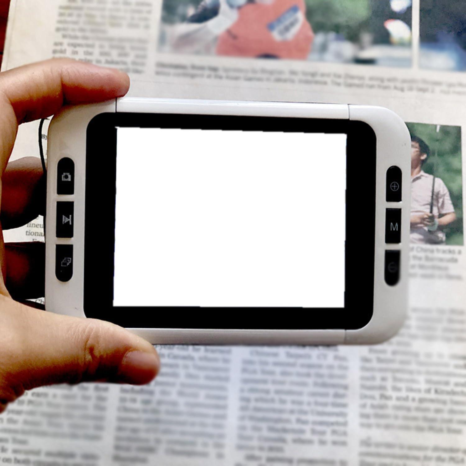 Generic Electronic Magnifier Visually Impaired Reading Newspaper Digital Magnifying Glass - 19 Color Modes for Seniors with Low Vision - Assistive Reading Aid