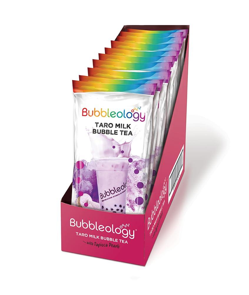 Bubbleology Bubbleology Taro Milk Bubble Tea Kit (Pack of 10) Boba Tea Kit with Tapioca Pearls | Makes 10 Bubble Teas | Each Kit Contains: 1x Taro Blend, 1x Tapioca Pearls, 1x Large Straw | Just Add Milk