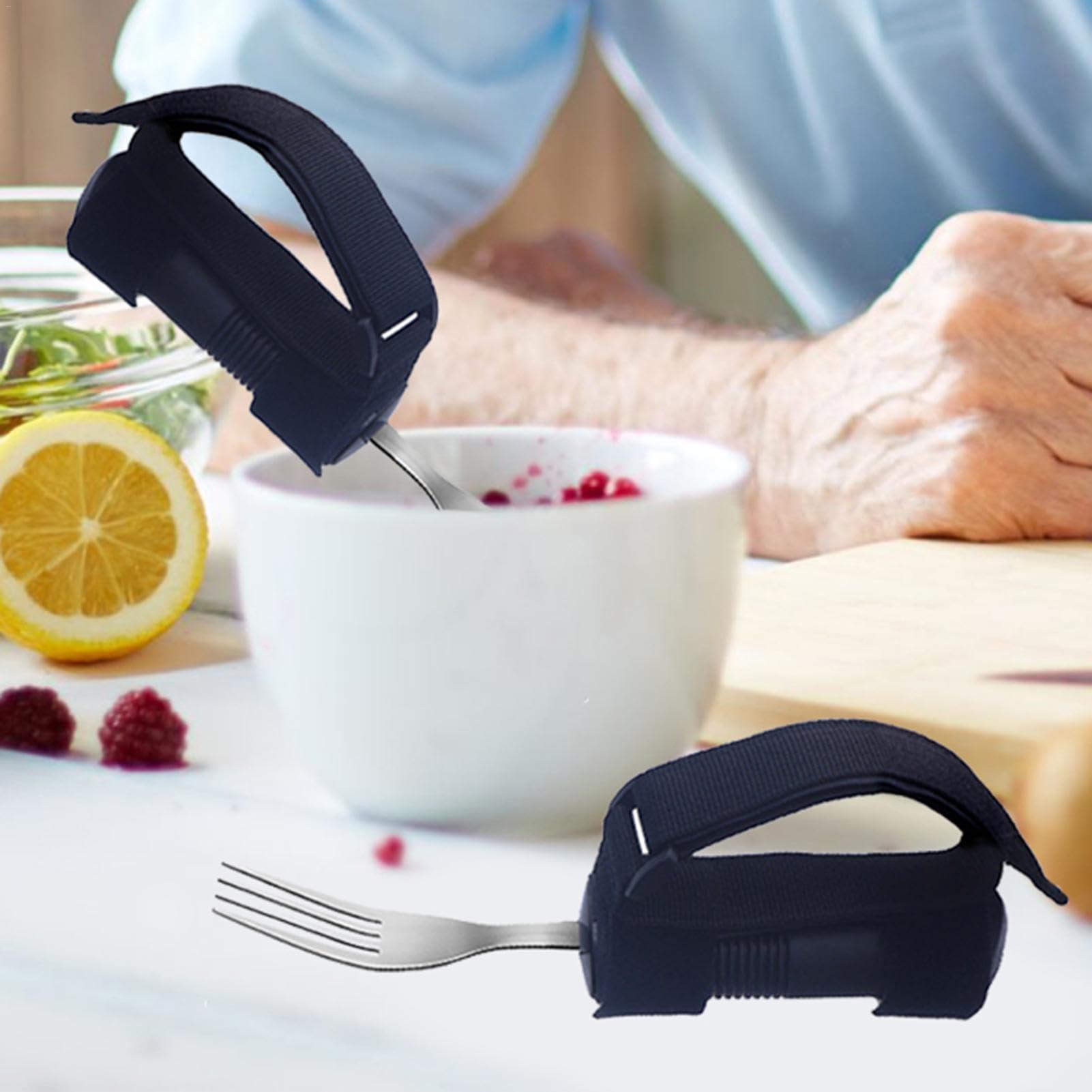 Kirdume Eating Utensils for Disabled People | 3X Adaptive Elderly Cutlery for Hand Tremors,Stainless Steel Spoon Fork Set, Adaptive Eating Flatware for Muscle Weakness, Disability