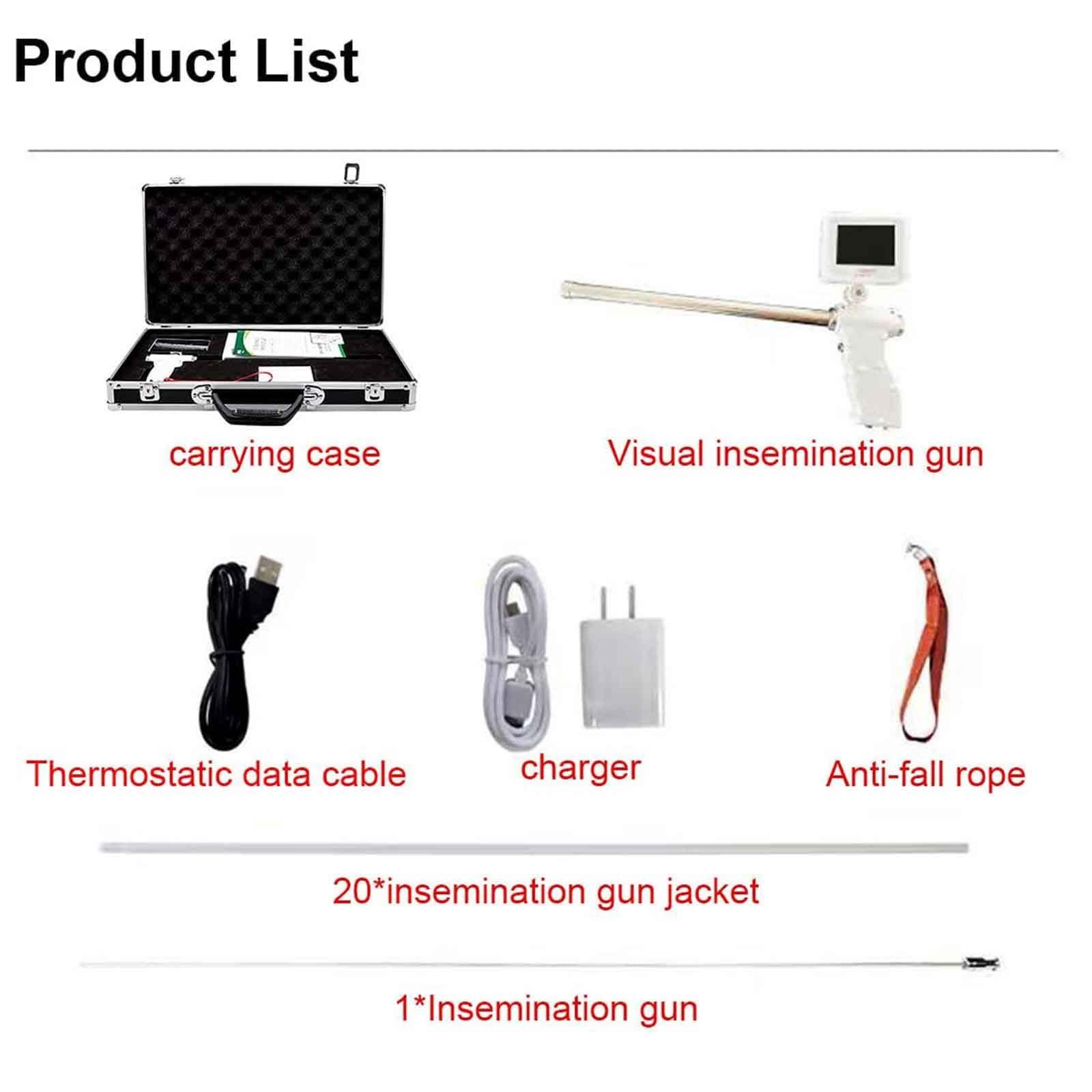 JINGEDD JINGEDD Visual Insemination Gun,Cattle Insemination Kit,Professional Visual Insemination Gun Whit 4.3 Inch Rotation Adjustable Screen,Heating Constant Temperature,Vibration Massage,For Cows