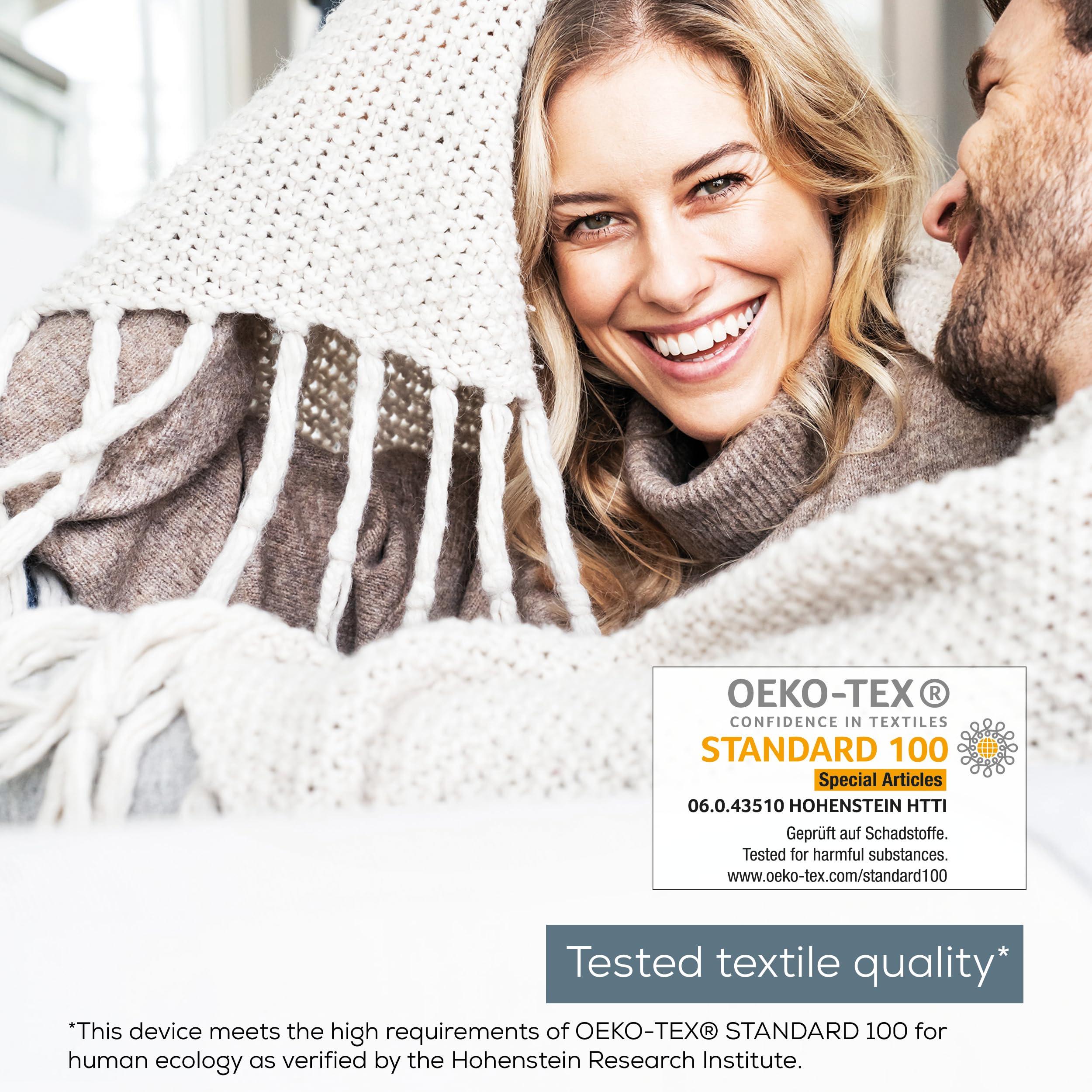 Beurer Beurer HD150 XXL Electric Blanket with 6 Temperature Settings, Soft Heated Throw for Cosy Sofa Nights, Automatic Switch-Off & Safety System, Machine-Washable, Taupe, 200 x 150 cm