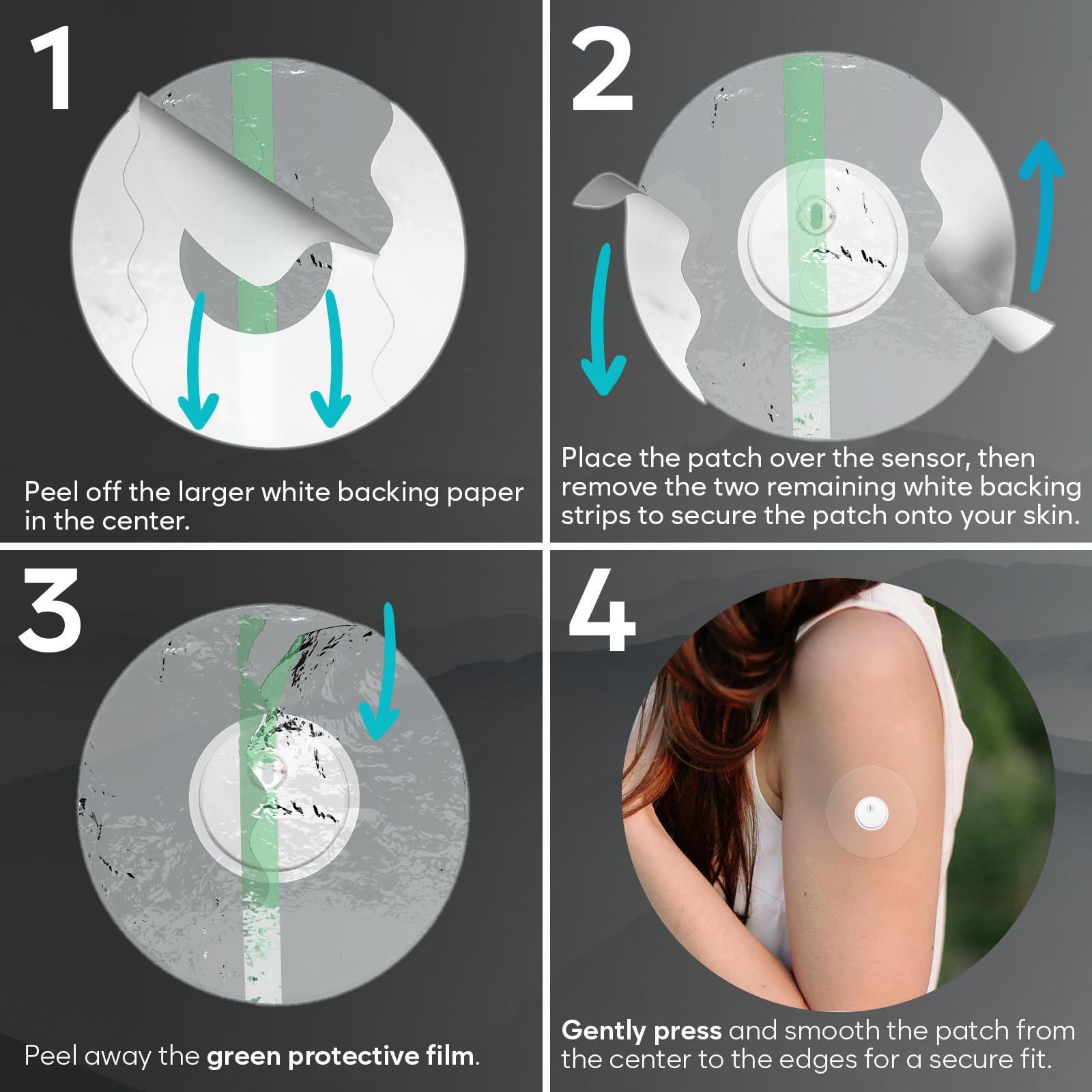 Adamson Freestyle Libre 3 Sensor Covers Waterproof 50 Libre 3 Patches, Transparent, Long-Lasting, No Glue on Center, Non-Irritating, Easy to Apply and Remove Ideal for Sports, Swimming, and Daily Use