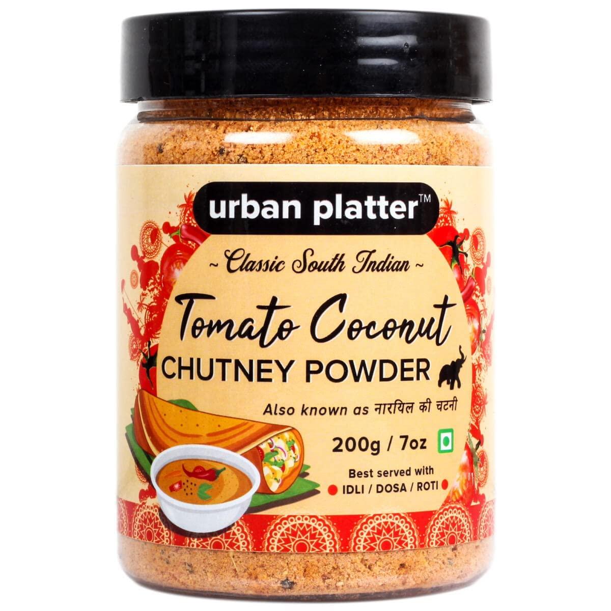 ECH Green velly Indian Urban Platter South Indian Style Instant Tomato Coconut Chutney Powder, 200g / 7oz [Nariyal ki Chutney, Just Add Water]