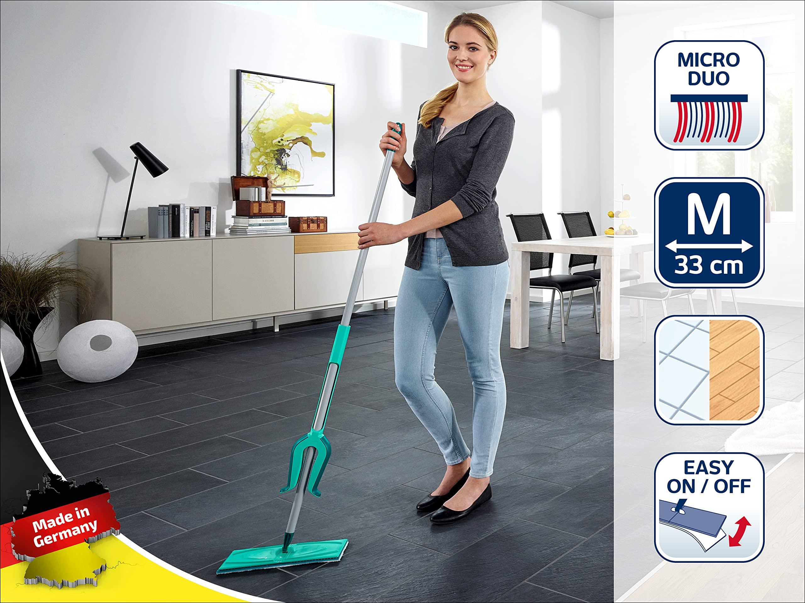 Leifheit Leifheit Floor Wiper Mop Picobello M Mirco Duo, Rectangular Floor Mop, Easy to Squeeze, Easy to Steer, 33 cm wide Cleaning Head, Micro Fibre Cleaning