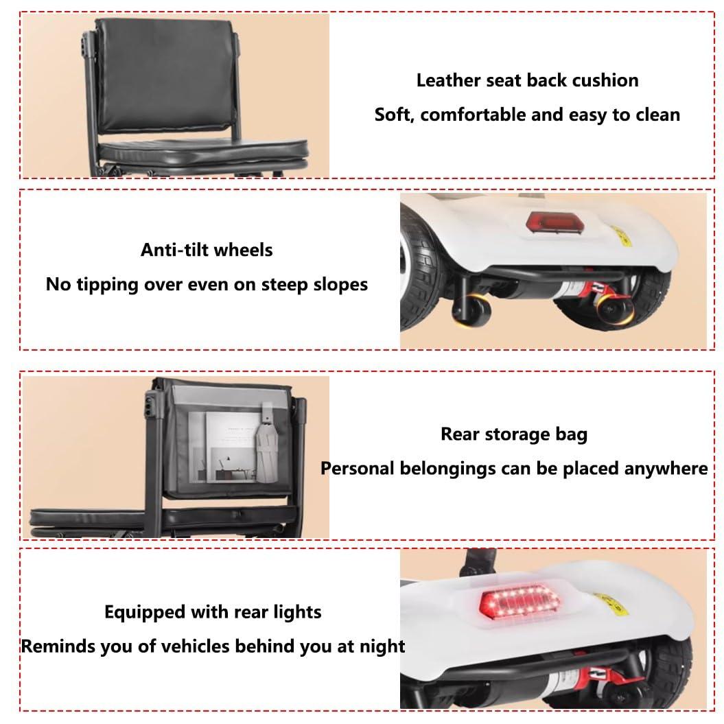 FANGZHL Travel Car Boot Mobility Scooter,Lightweight Folding Mobility Scooters,4 Wheel Mobility Scooter,270W Brushless Motor,Safe Load-Bearing Capacity 120Kg/265 Lbs A