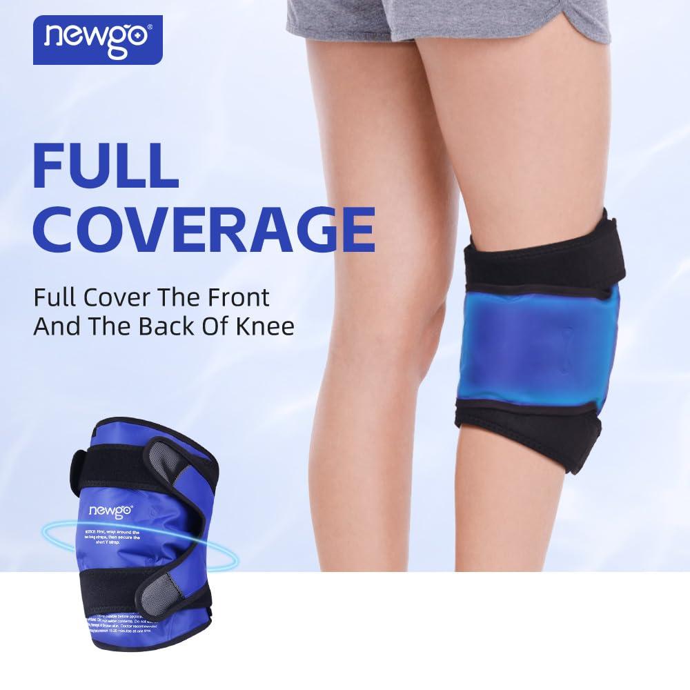 NEWGO NEWGO Ice Pack for Knee Replacement Surgery, Reusable Gel Cold Pack Knee Ice Pack Wrap Around Entire Knee for Knee Injuries, Knee Ice Wrap for Pain Relief, Swelling, Bruises (Blue)