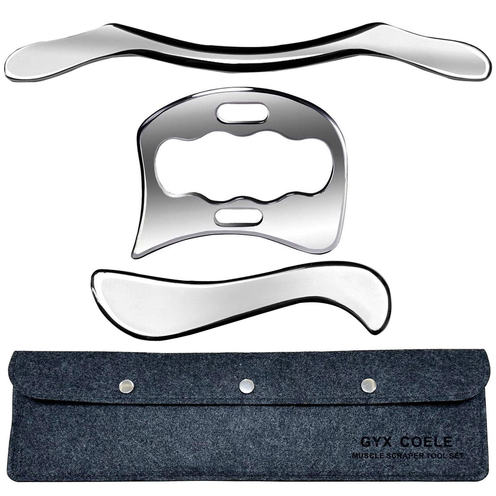 AnTiexi Medical Grade Stainless Steel Gua Sha Tool Set,Scraping Massage Tool -AnTiexi IASTM Tool Set Great Soft Tissue Mobilization Tool (3pcs Set)