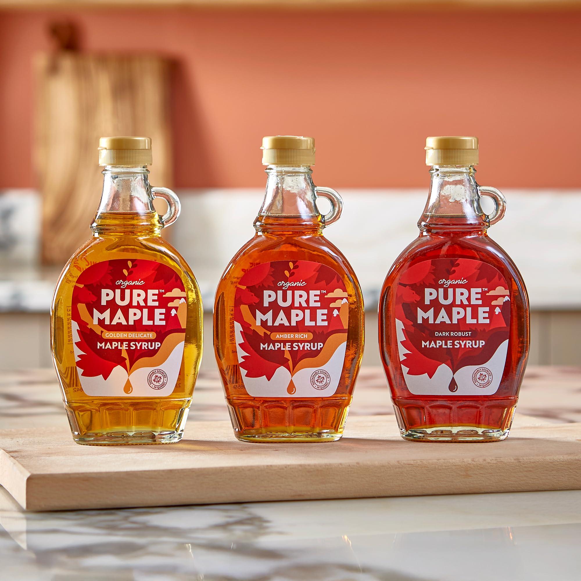 Pure Maple Pure Canadian Maple Syrup - Grade A - Ideal Topping for Porridge, Ice Cream, Fruit, Pancakes - 100% Natural Sweetener - 264g / 200ml (200ml, Dark)