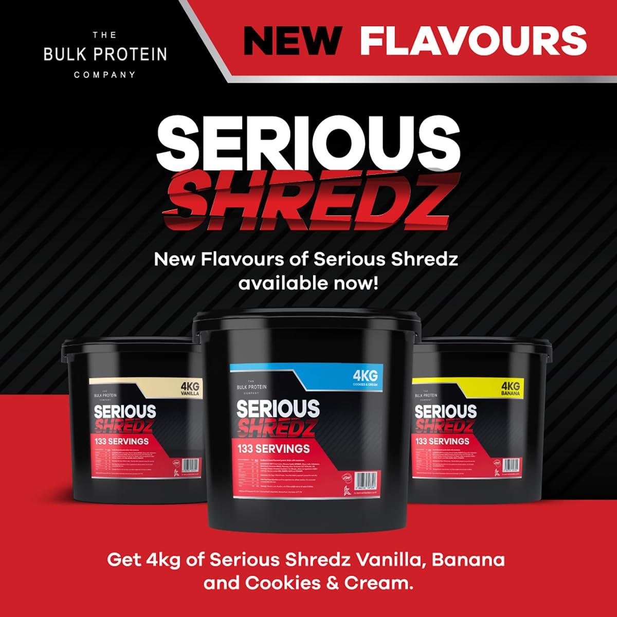 The Bulk Protein Company Serious Shredz 4kg Diet Whey Protein Powder Contains L-Carnitine L-Tartrate and Green Tea Extract Supports Lean Muscle Growth, 133 Servings The Bulk Protein Company (Banana)