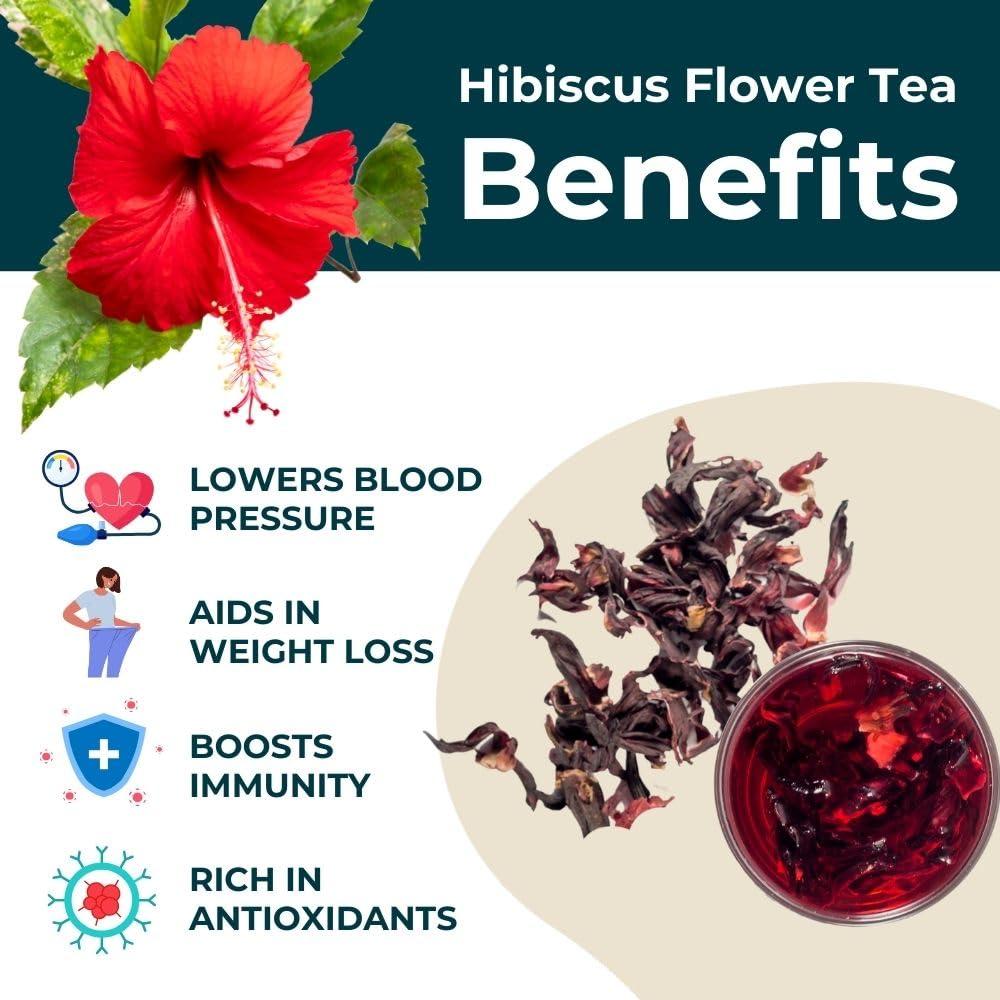 teapro Teapro Premium Hibiscus Loose Leaf Tea 100g | Supreme Grade Large Petals Hibiscus Flower Tea | Naturally Caffeine-Free | Dried Pure Hibiscus Herbal Infusion | Roselle for Hot or Iced Tea