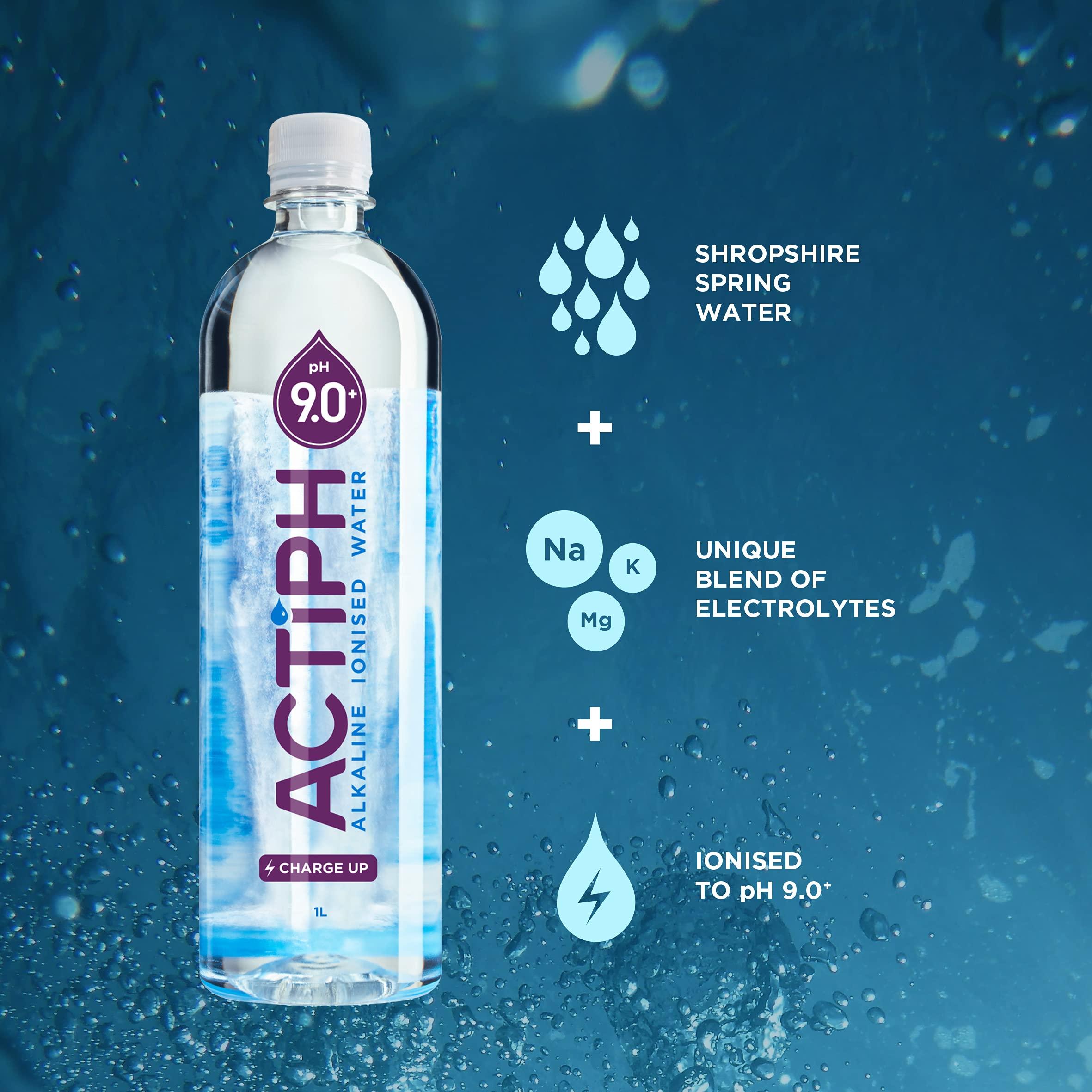 ActiPH Alkaline Ionised Spring Water pH9+ Purified with Electrolytes Clean and Smooth Taste ACTIPH Water (1L x12)