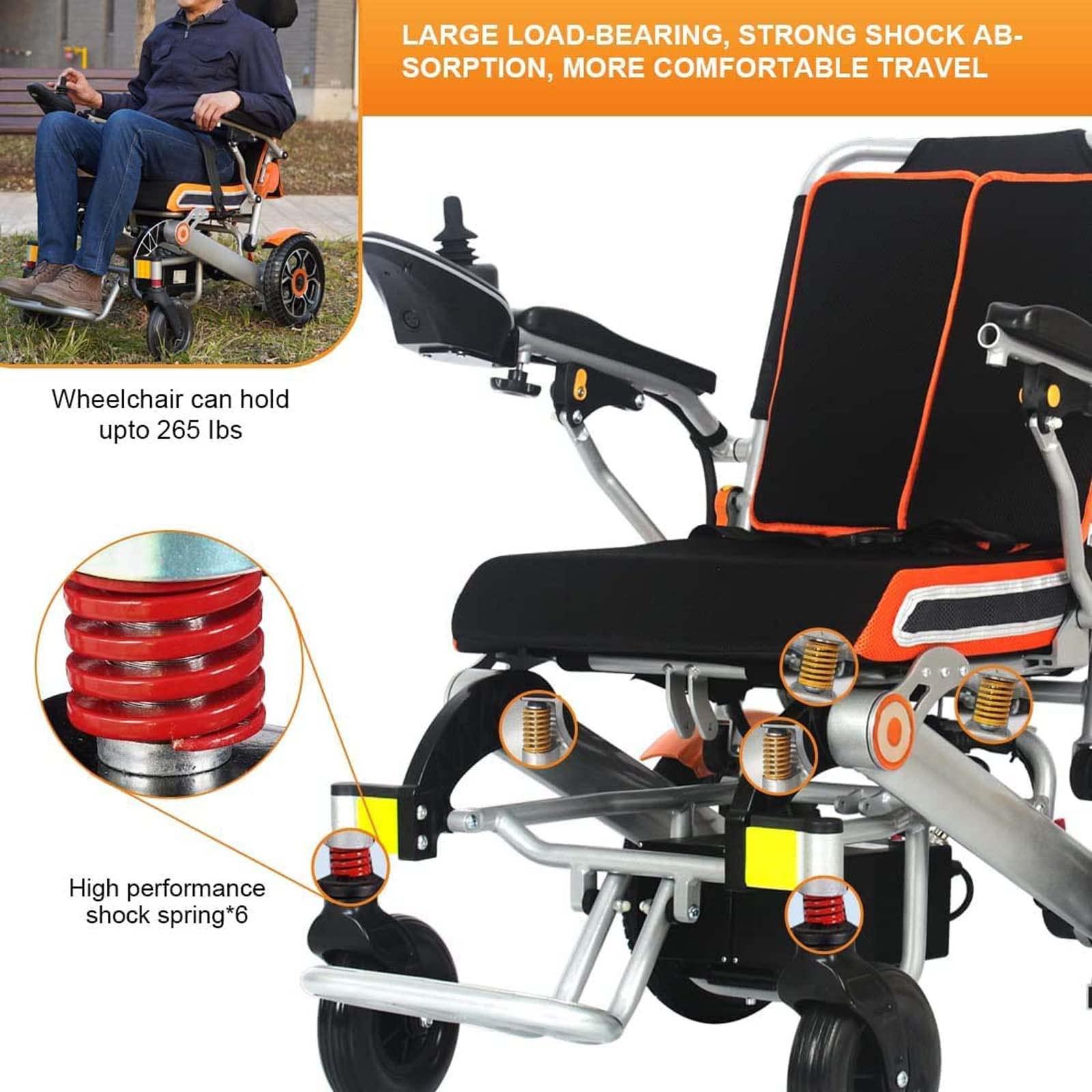 CUIOT Electric Wheelchair, 2023 New Lightweight Intelligent Foldable Electric Wheelchairs for Adults, Portable Folding Air Travel Safety Powered Wheelchair, Durable Powered Mobility Scooters,Orange