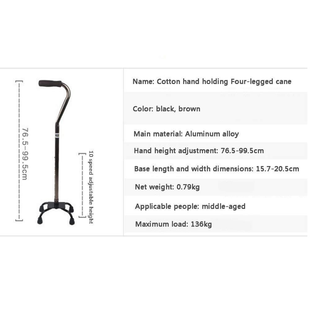 THIHIXEC Folding tor,Quad Cane, Elderly Four Legged Cane Disabled Four Corner Cane Telescopic Aluminum Alloy Anti Skid,B,B Practical