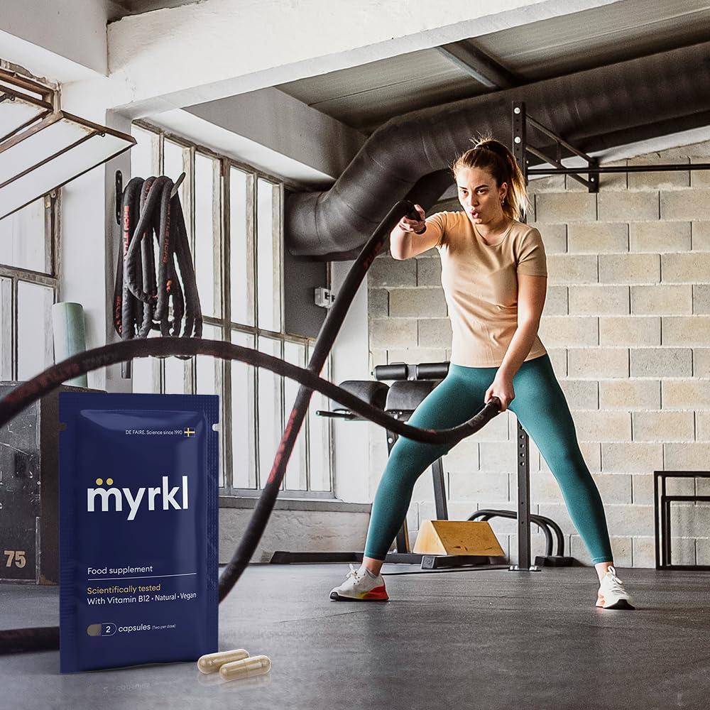 Myrkl Myrkl, Unique Formula Helps Reduce Tiredness and Fatigue | Probiotics, L Cysteine, and Vitamin B12 Helps with Morning Energy | Food Supplement, Natural, Vegan, 8 Capsules (2 in Each On-The-Go Sachet)