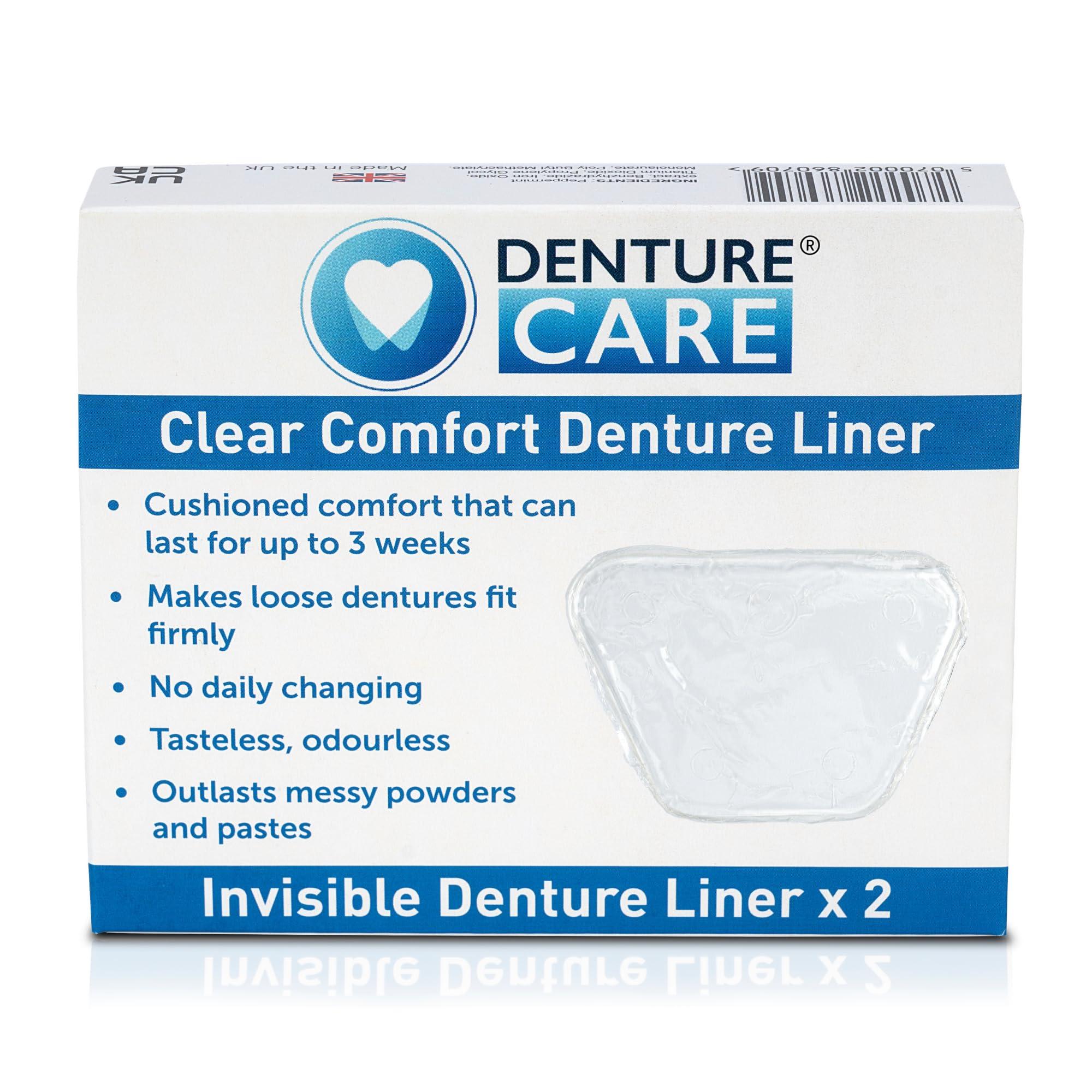 Denturecare Clear Comfort Denture Liner - Secure Fit - No Hassles Application - Long-Lasting Denture Adhesives - Easy to Maintain Cushion Comfort Denture Liner