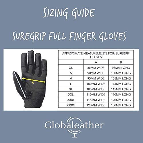 Globaleather Globaleather SureGrip Full Finger Wheelchair Gloves - Black (XXXX Large) - Hardwearing, Padded Breathable Leather, Rubberised Palm for Great Grip, Comfort & Durability