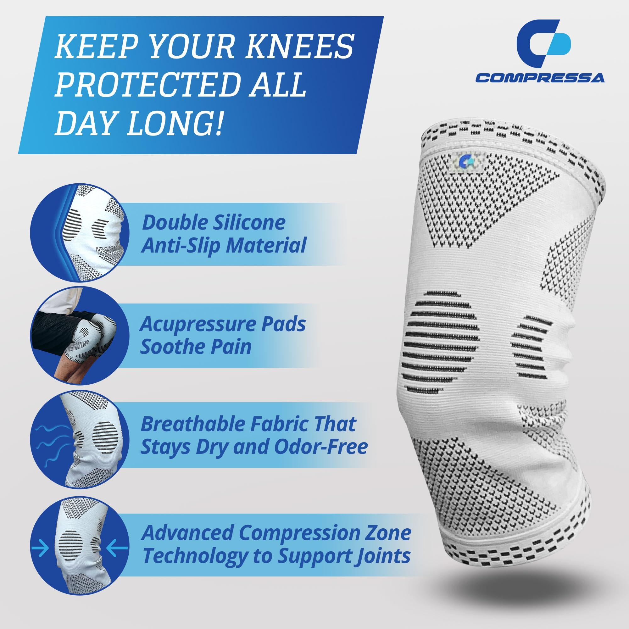 C Compressa Compressa Knee Sleeve for Women & Men (Regular) - Non-Slip Compression Support for Joint Pain, Muscle Recovery, Arthritis, and Injury Relief