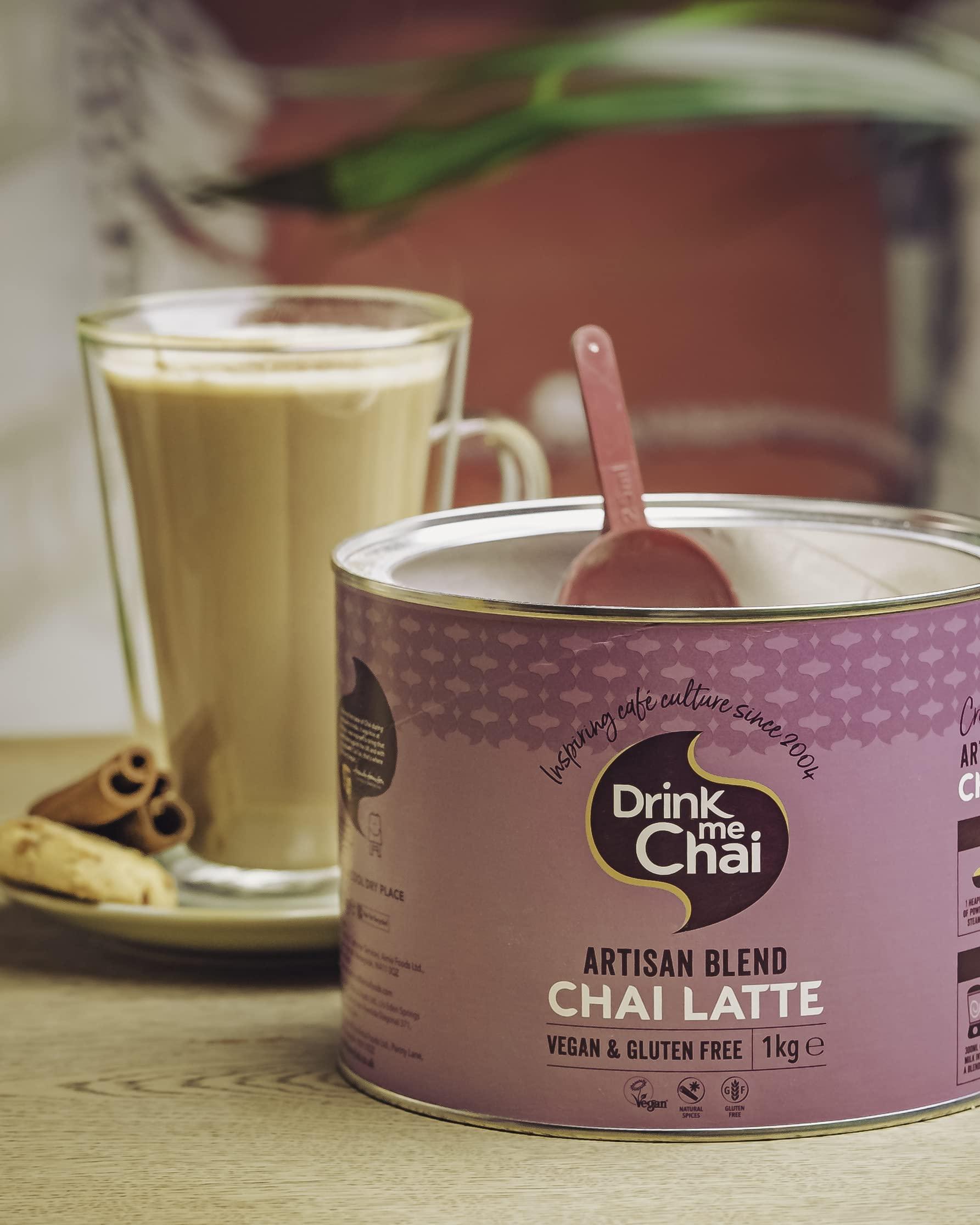 Drink Me Chai Drink me Chai Artisan Blend Chai Latte 1kg (Pack of 1), Just Add Milk, Vegan & Gluten Free Chai Latte Powder (50 Servings Total)