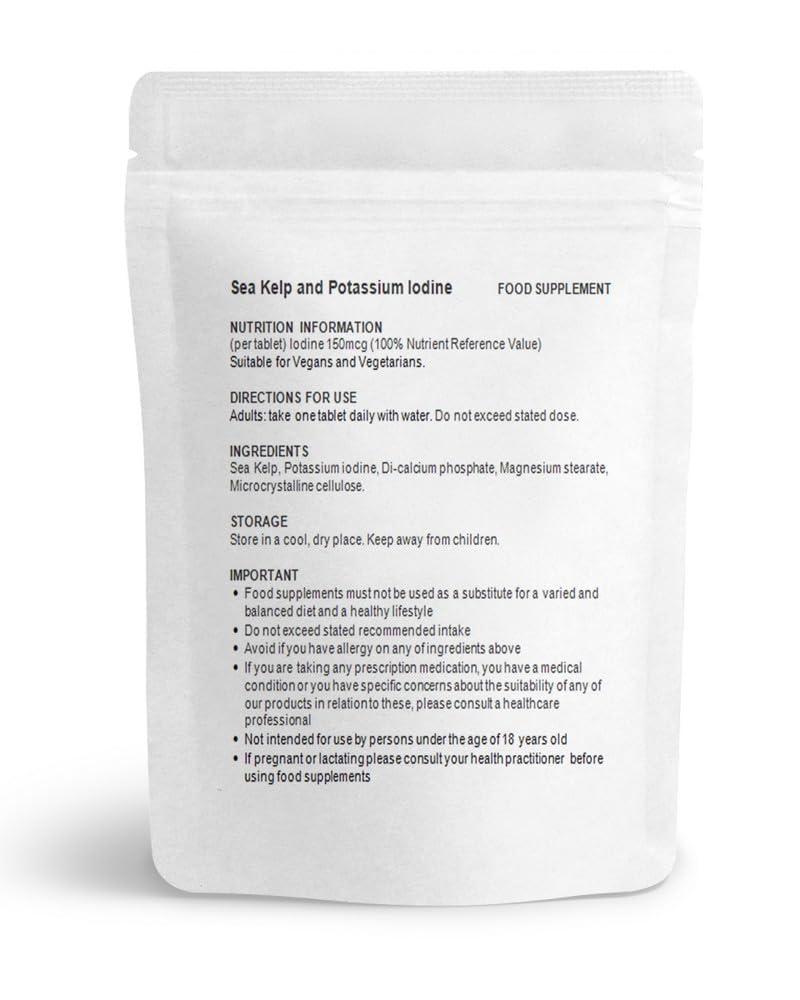 VitaMinute Sea Kelp and Potassium Iodine Tablets | Natural 150mcg Iodine | Thyroid Function, Skin and Brain Health (Pack of 180)