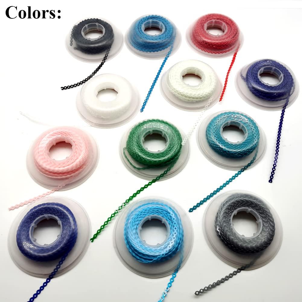SNAWOP SNAWOP Dental Orthodontic Power Chain Multicolor Spool Elastic Rubber Bands for Teeth Braces (Closed, Turquoise)