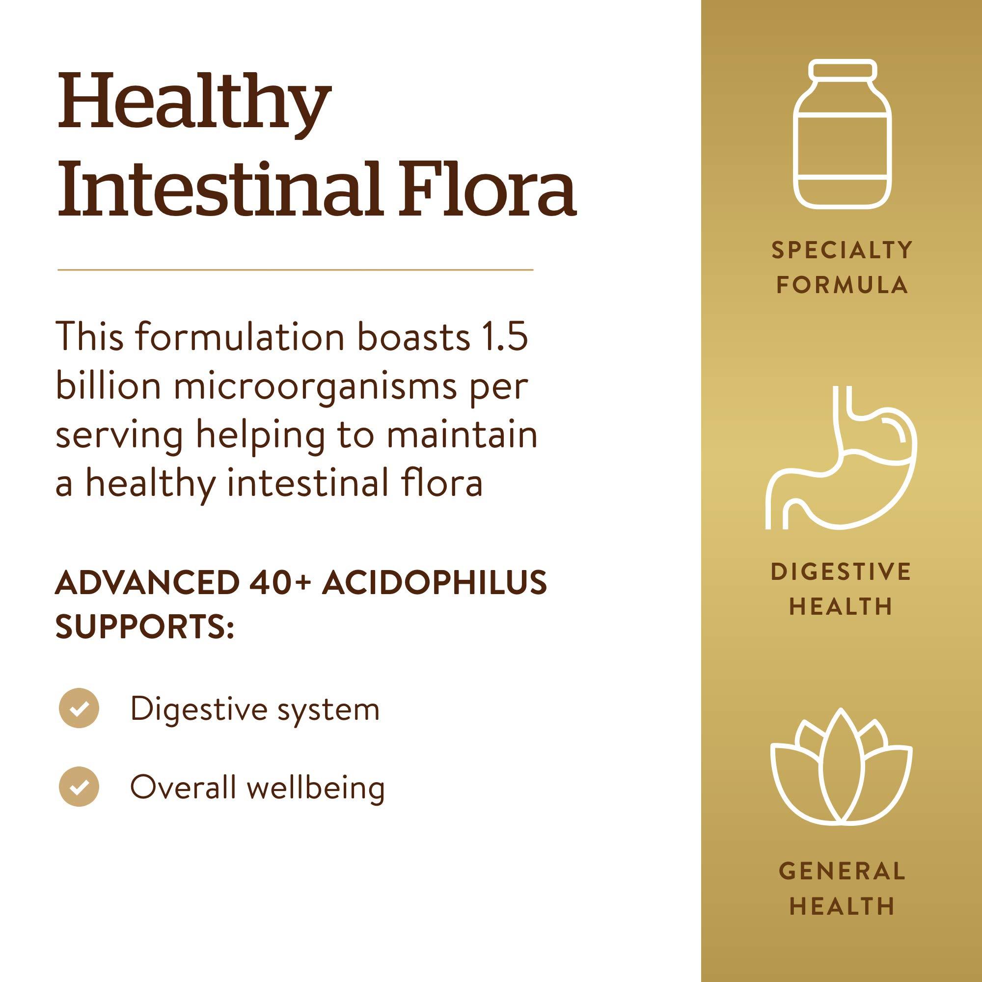 SOLGAR Solgar Advanced 40+ Acidophilus Vegetable Capsules - Pack of 120 - For People Aged 40+, With LA-5 and BB-12 - Maintains Healthy Bacteria Levels