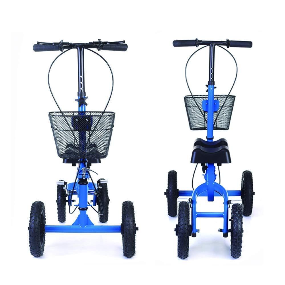FreshCart Basics Knee Walker Steerable Scooter - Walker for Broken Leg, Foot, Ankle Injuries - Crutches Alternative for Adult & Elderly - Compact & Portable Quad Roller Cart
