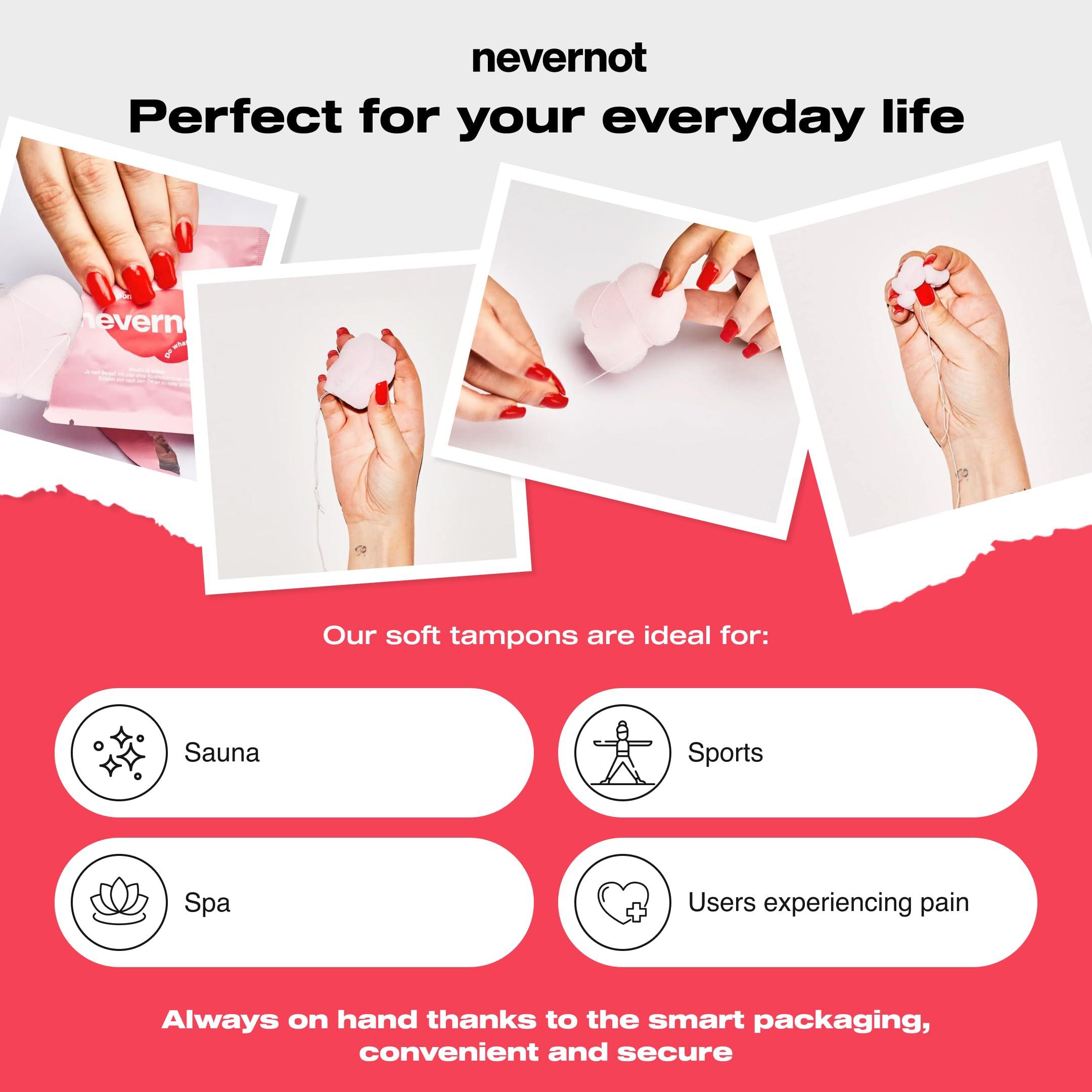 NeverNot nevernot Soft Tampons: Comfortable & Discreet Menstrual Sponge, Innovative Cloud Design with Optional Thread, Ideal for Sports, Swimming, Sauna, Pocket-Friendly and Easy to Remove, Pack of 150