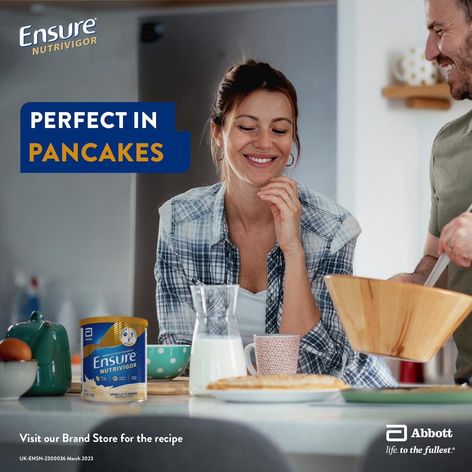 Ensure Ensure NutriVigor Nutritional Shake | 400g | Vanilla Flavour |Support Strength, Energy and Immunity | Food supplement with Protein, 27 Vitamins and Minerals | With Vitamin D, Vitamin C and Vitamin B