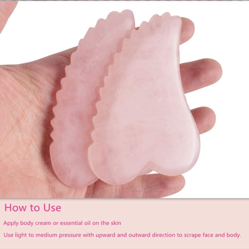 WXHN WXHN Gua Sha Facial Tool Comb Edge Guasha Scraping Rose Quartz Massage