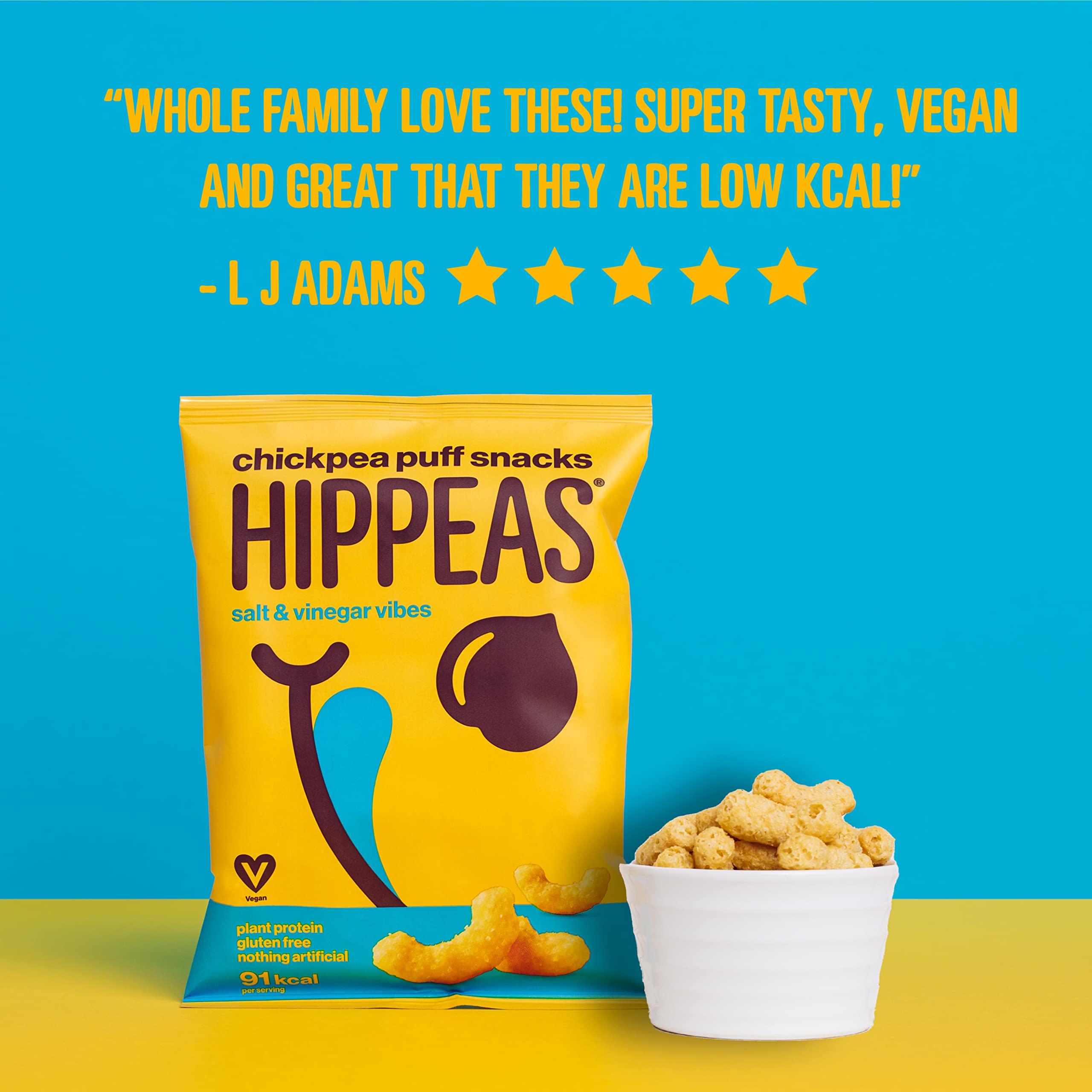 Hippeas HIPPEAS Salt & Vinegar Chickpea Puff Vegan Crisps Multipack | 50 x 15g Packets | Plant-Based, Source of Protein | Free from Gluten & Artificial Flavours | Light & Crunchy - 62 calories per serving