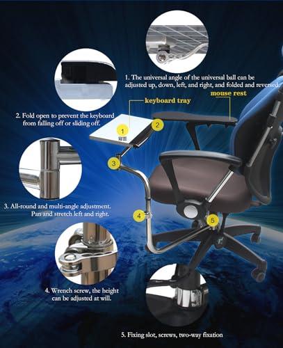 STMKB STMKB Chair Tray, 45CM Office Chair Mouse Tray and Keyboard Tray, Lift-type Handrest Design, Relieves Office Fatigue, Suitable for Lifting Gaming Chairs, Gaming, Office, and Leisure