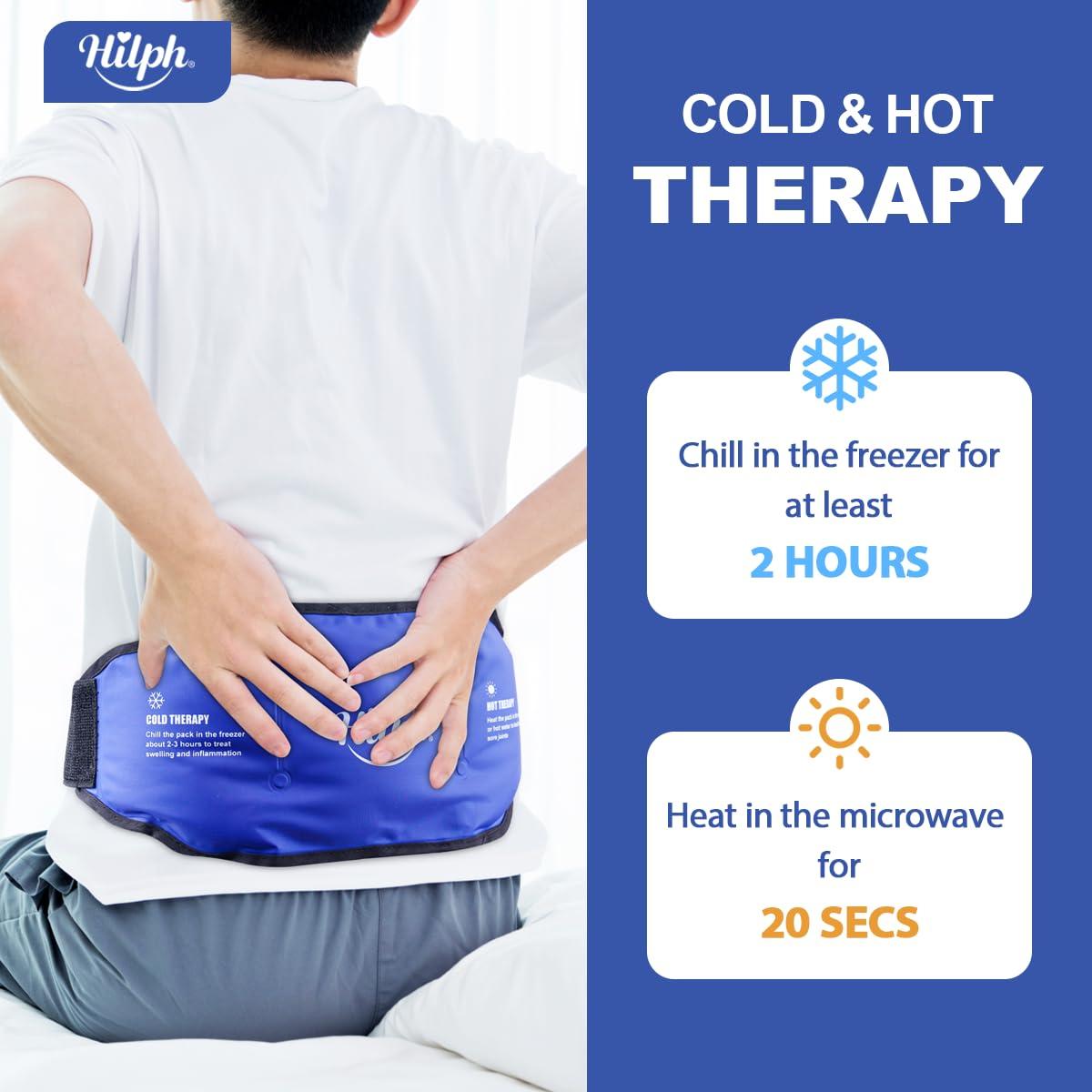 Hilph Hilph Ice Pack for Back Pain Relief, Reusable Lower Back Gel Wrap Hot Cold Compression Therapy Lumbar Ice Pack for Back Injuries, Sciatic Nerve, Herniated or Degenerative Disc, Tailbone Pain-Blue