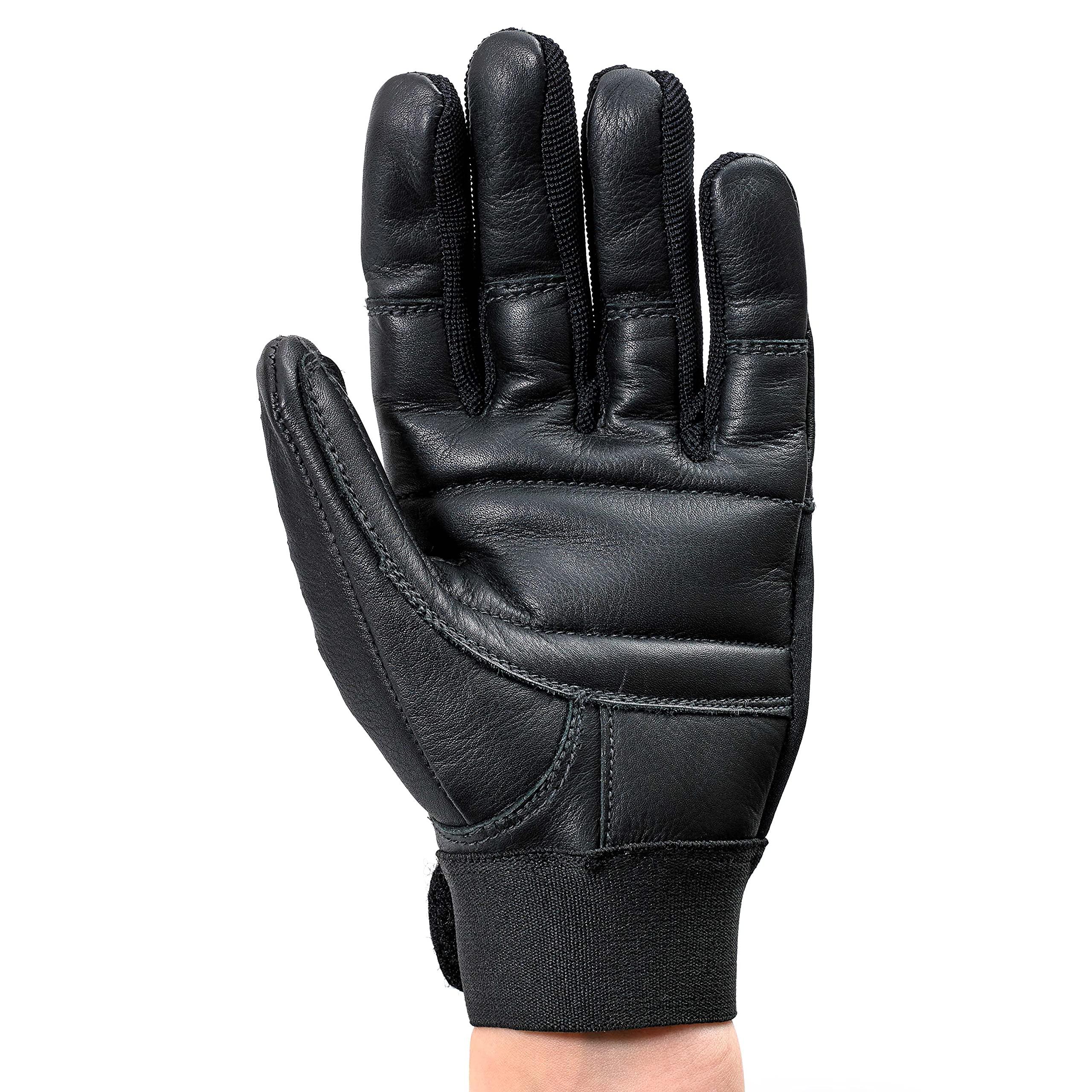 Globaleather Globaleather Classic Full Finger Wheelchair Gloves - Black (XXXX Large) - Hardwearing, Padded Breathable Leather for Great Grip, Protection, Comfort & Durability