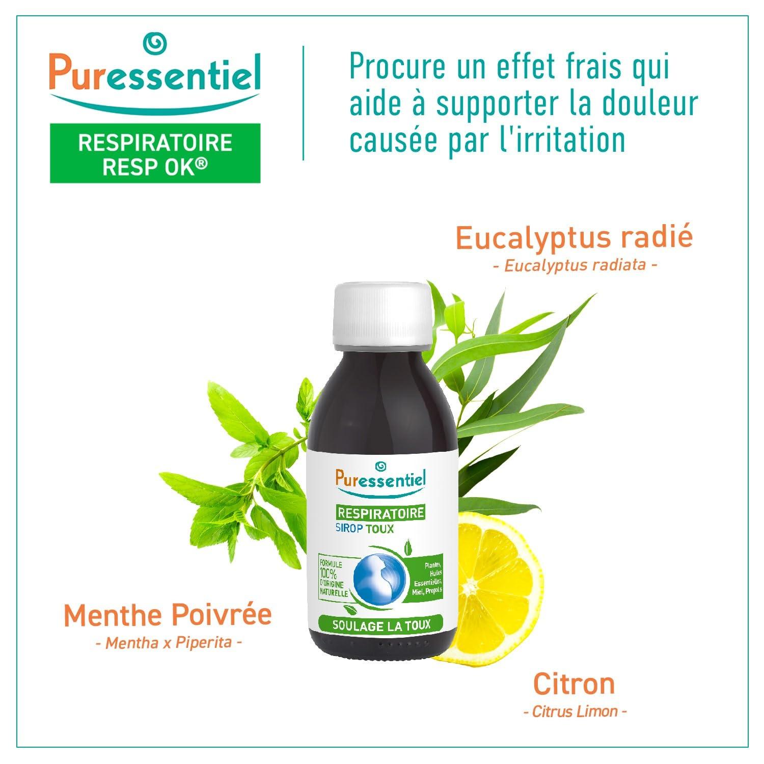 Puressentiel Puressentiel Respiratory Cough Syrup 125ml - Cough Relief For All Coughs + Cold & Flu - Chesty Cough, Mucus Cough - 100% Natural Origin Medical Device - Essential Oils & Honey - For Children Aged 12+