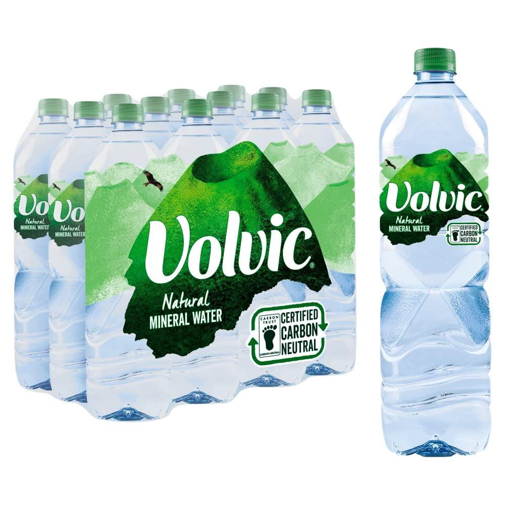 Boxed Treatz Volvic Natural Mineral Water 12x1.5L Mineral Water Still Water Natural Water 12 Bottles Still Mineral Water Boxed Treatz
