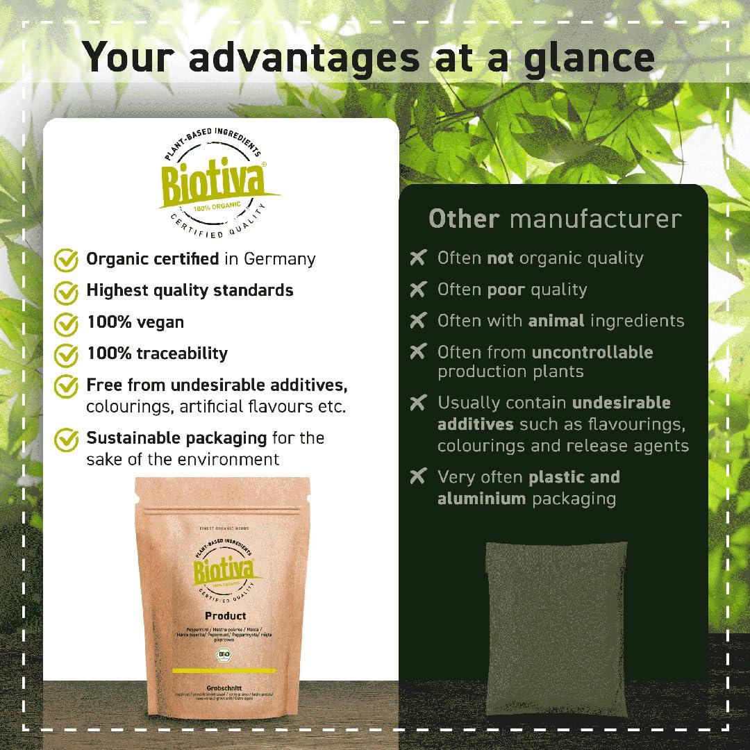 Biotiva Biotiva Psyllium Husk Powder Bio 1000g (2x500g) - Ground - Psyllium - Rich in Fibre - Bottled and Controlled in Germany