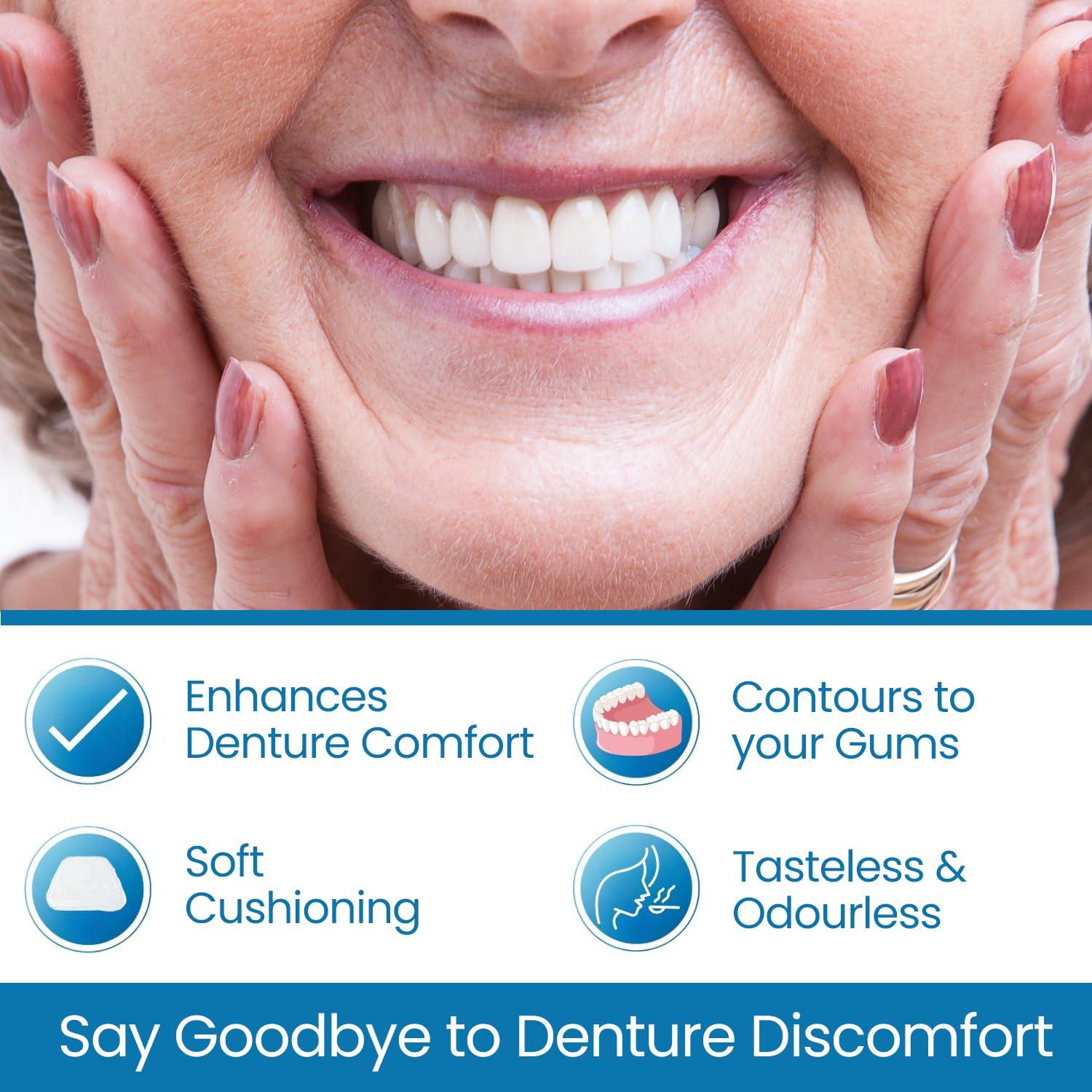 Denturecare Clear Comfort Denture Liner - Secure Fit - No Hassles Application - Long-Lasting Denture Adhesives - Easy to Maintain Cushion Comfort Denture Liner