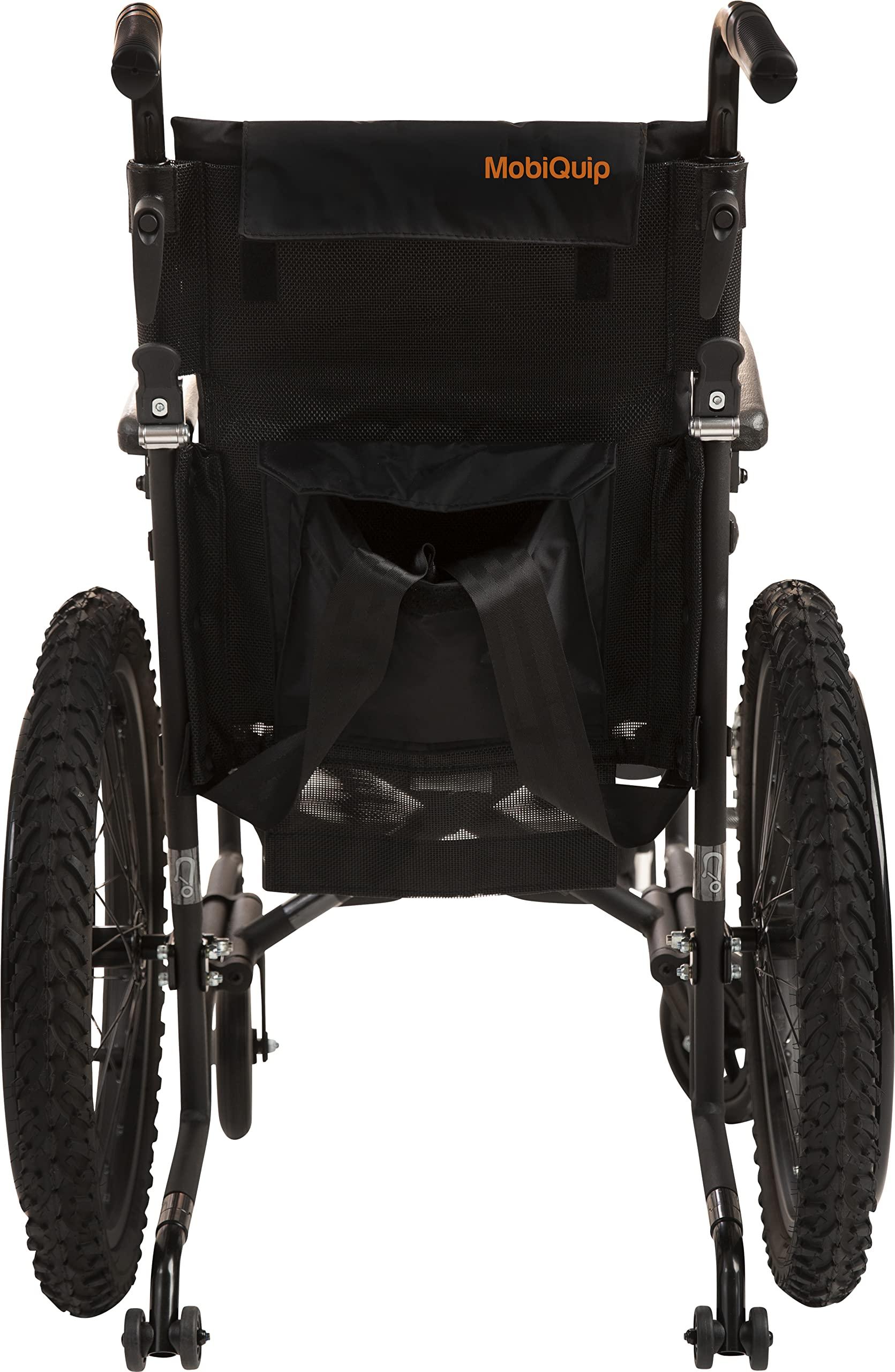 MobiQuip MobiQuip All Terrain Mini Childrens Wheelchair for Kids, Small Adults, Lightweight, Folding, Manual Self Propelled Aluminium Wheelchair, Quick Release Wheels, 14'' Seat. Black Frame