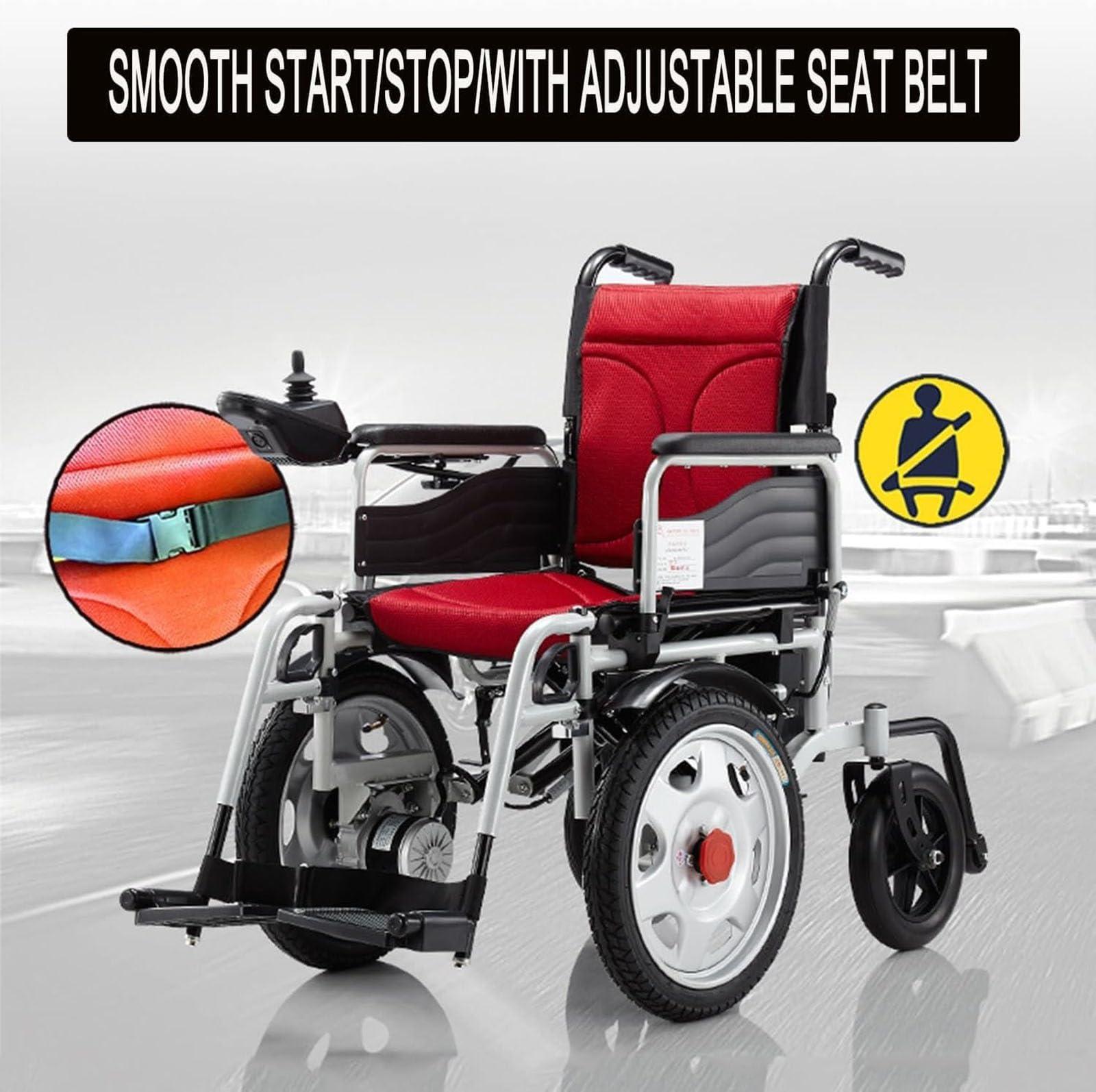 LUCEAE Electric Wheelchair Motorized Fold Foldable Power Wheel Chair, Lightweight Folding Carry Electric Wheelchair, Powerful Dual Motor, Suitable for Elderly and Disabled (Size : B)