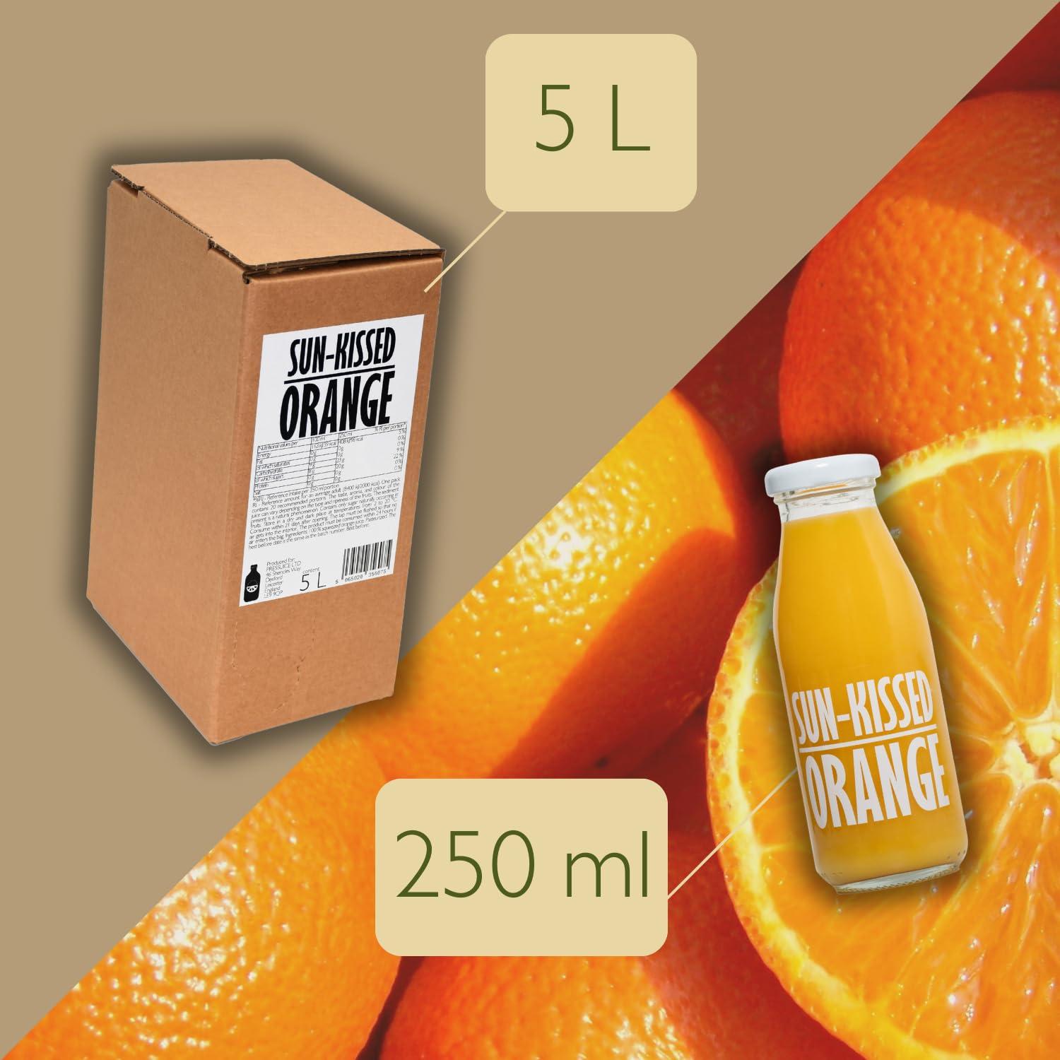 PRESSUICE PRESSUICE Fresh Sun Kissed Orange Juice not from concentrate | 1 carton 5 liters Fruit Juice NFC | Pressed Orange Semi Sweet Drink | No added Sugar | Natural Sugar Free Press Juice | Soft drinks