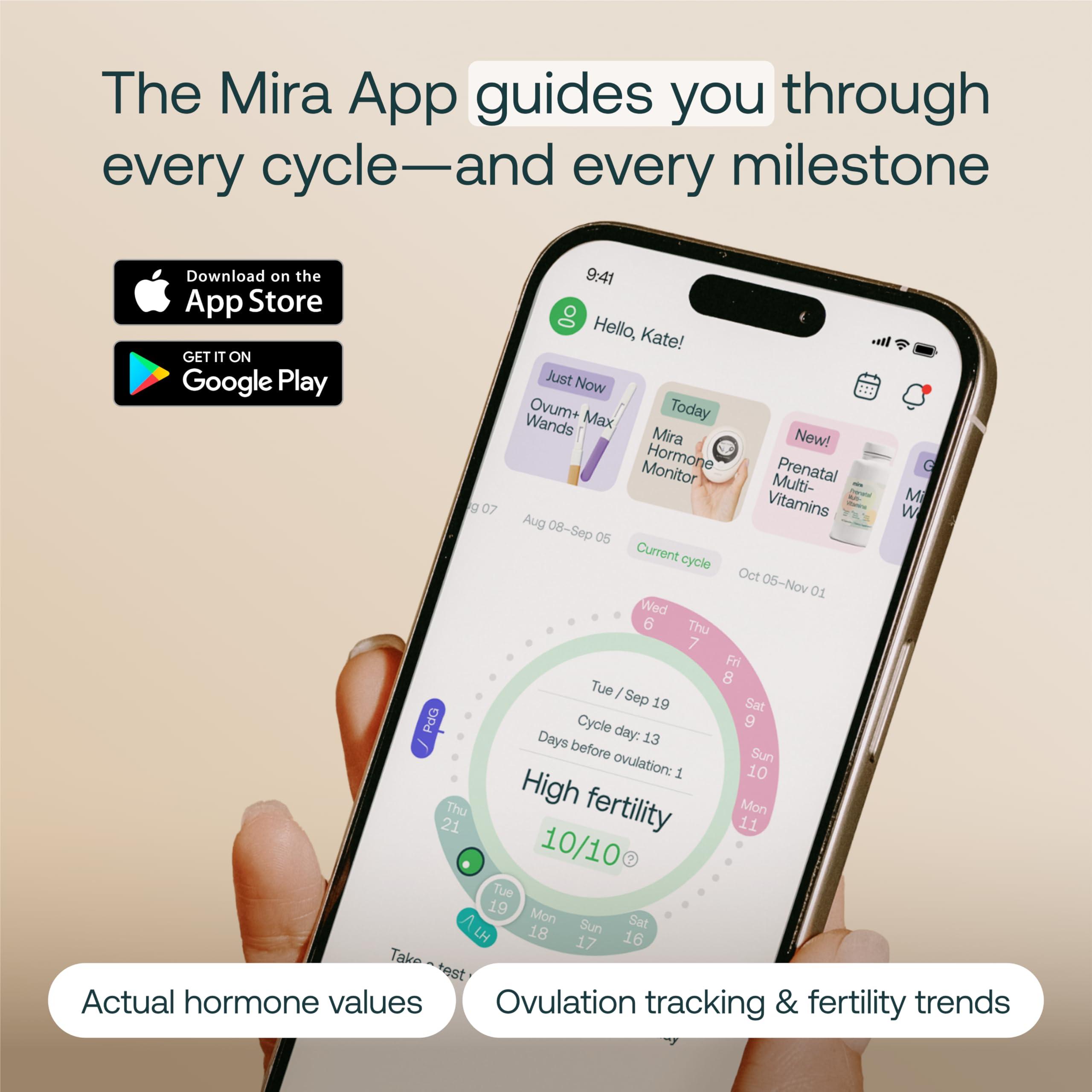 Mira Mira Fertility MAX Wands, 20 Ovulation Test Sticks for Women, Easy to Use with Digital Mira Ovulation Tracker, Monitor PdG, LH & E3G at Home, Modern Ovulation Predictor Kit with Individual Strips