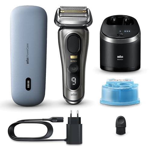 Braun Braun Series 9 Pro+ Electric Shaver with 5 Pro Shaving Elements, Men\'s Electric Shaver, Long Hair Trimmer, Cleaning Station, Charging Case, PowerCase, Made in Germany, 9575cc, Grey