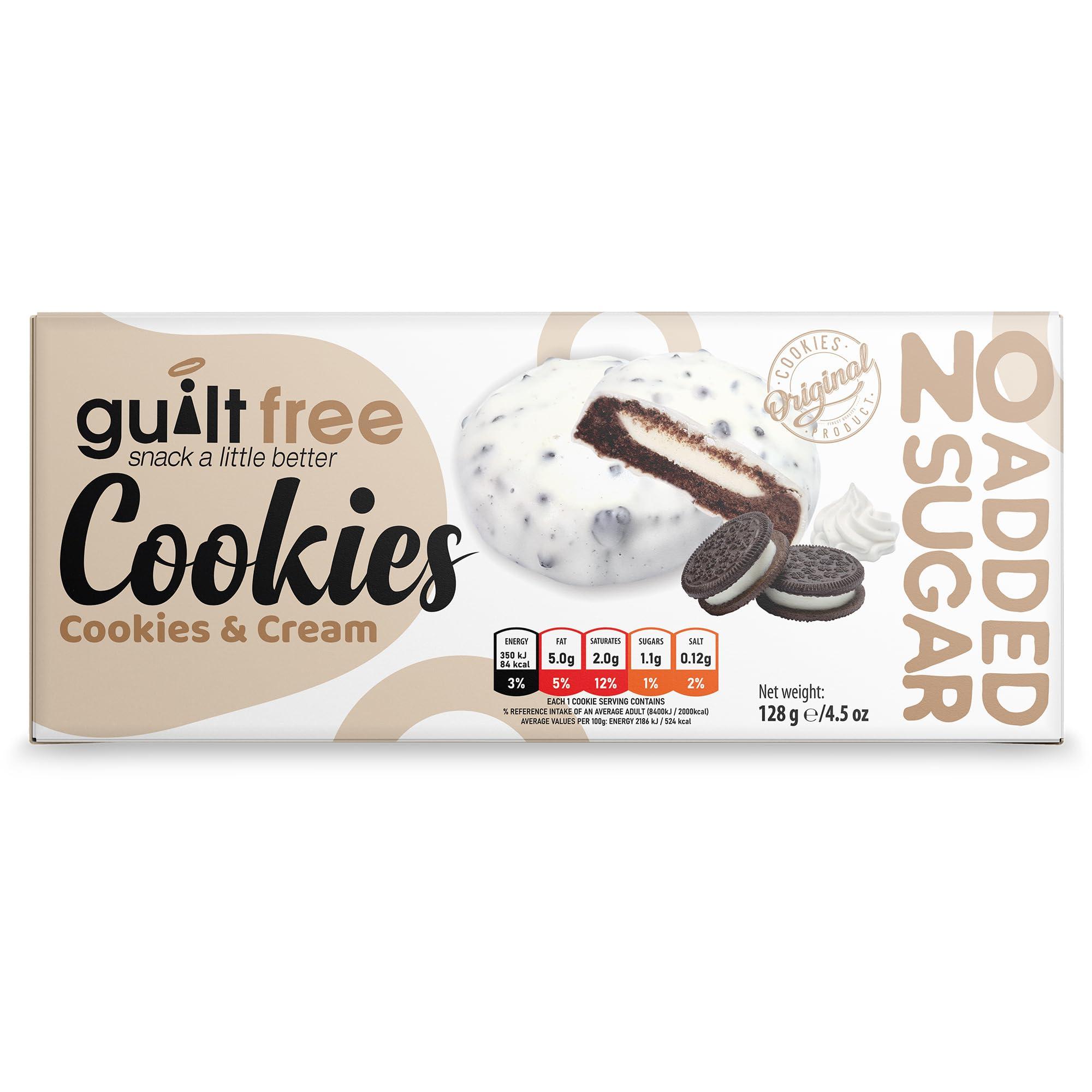 guilt free GuiltFree Sugar Free Cookies 128g No Added Sugar Biscuits Sugar Free Cookie Biscuit Keto for Diabetic Friendly Gift Hamper Basket Box Collection (Cookies & Cream)